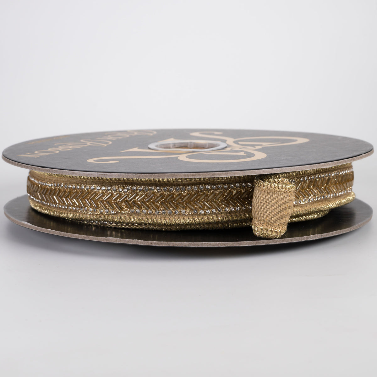 1" Beaded Center Trim Dupioni Ribbon: Gold & Silver (10 Yards) Item Number: RR0102