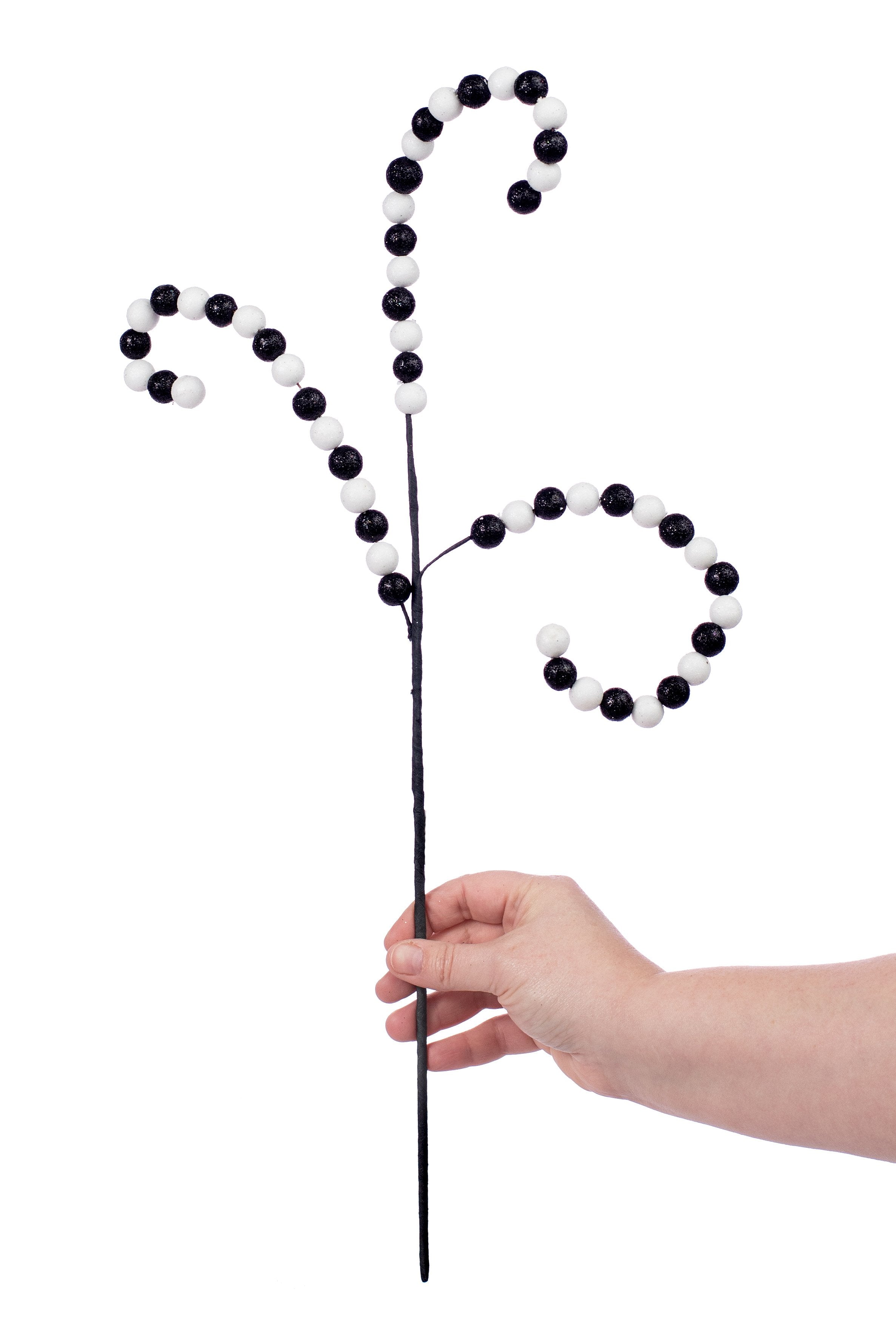 26" Beaded Glitter Ball Spray: Black & White Lifestyle Photo