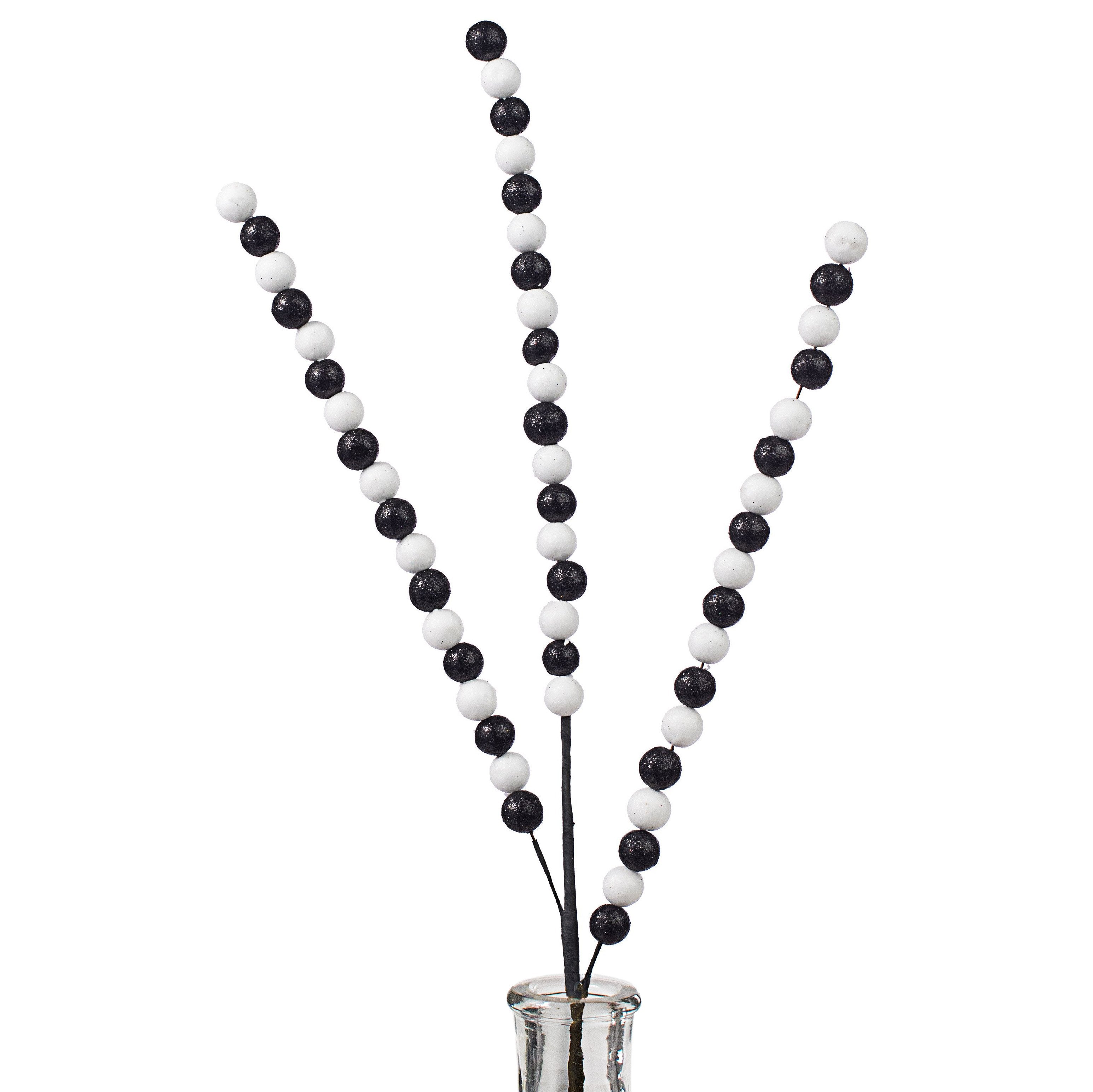 26" Beaded Glitter Ball Spray: Black & White Item Number: EC5647NE