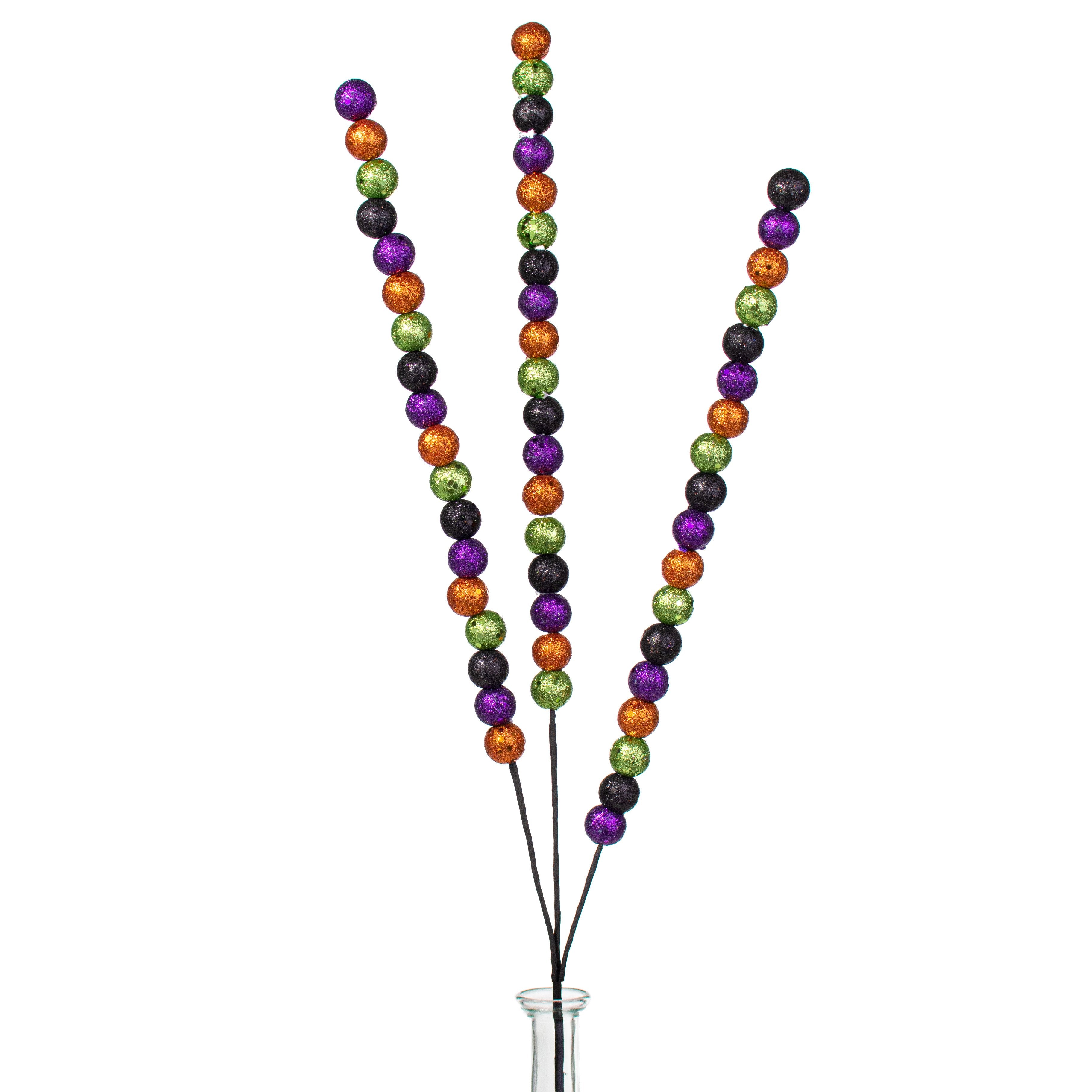 Beaded Glitter Ball Spray: Purple, Lime, Black, Orange (28") Item Number: 81835HAL