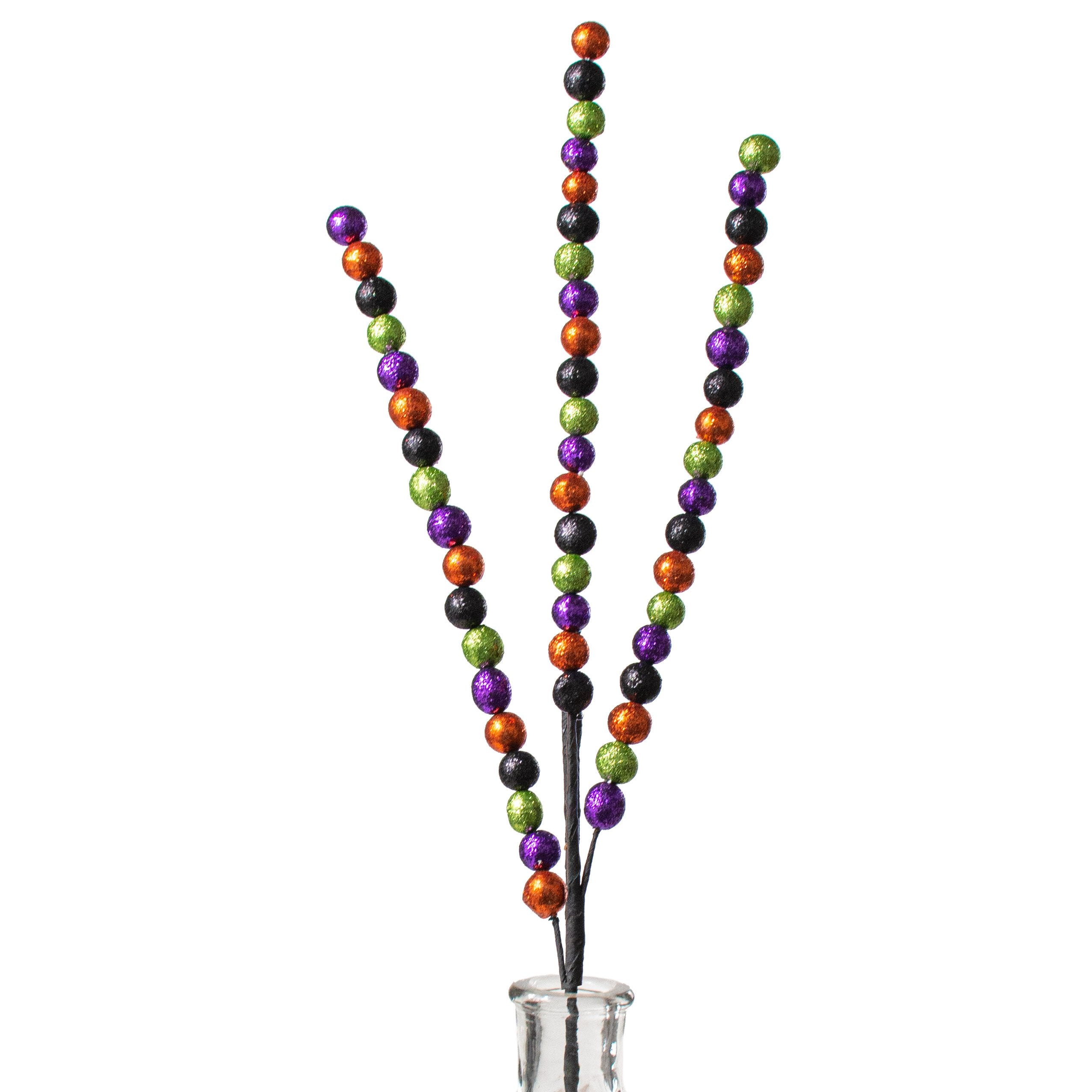 Beaded Glitter Ball Spray: Purple, Lime, Black, Orange (25") Item Number: EC5647MM