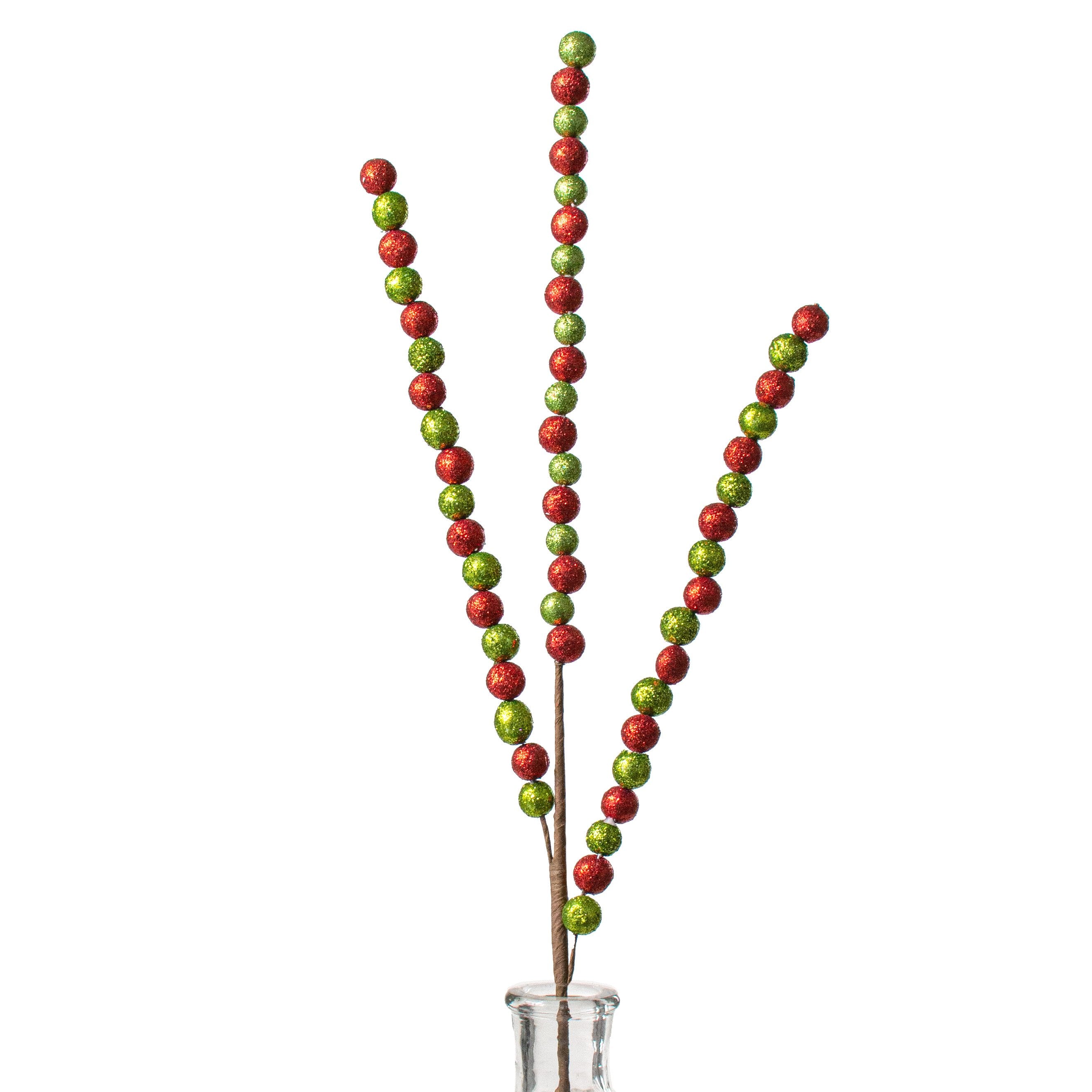 Beaded Glitter Ball Spray: Red & Lime (25") Item Number: EC5647J7