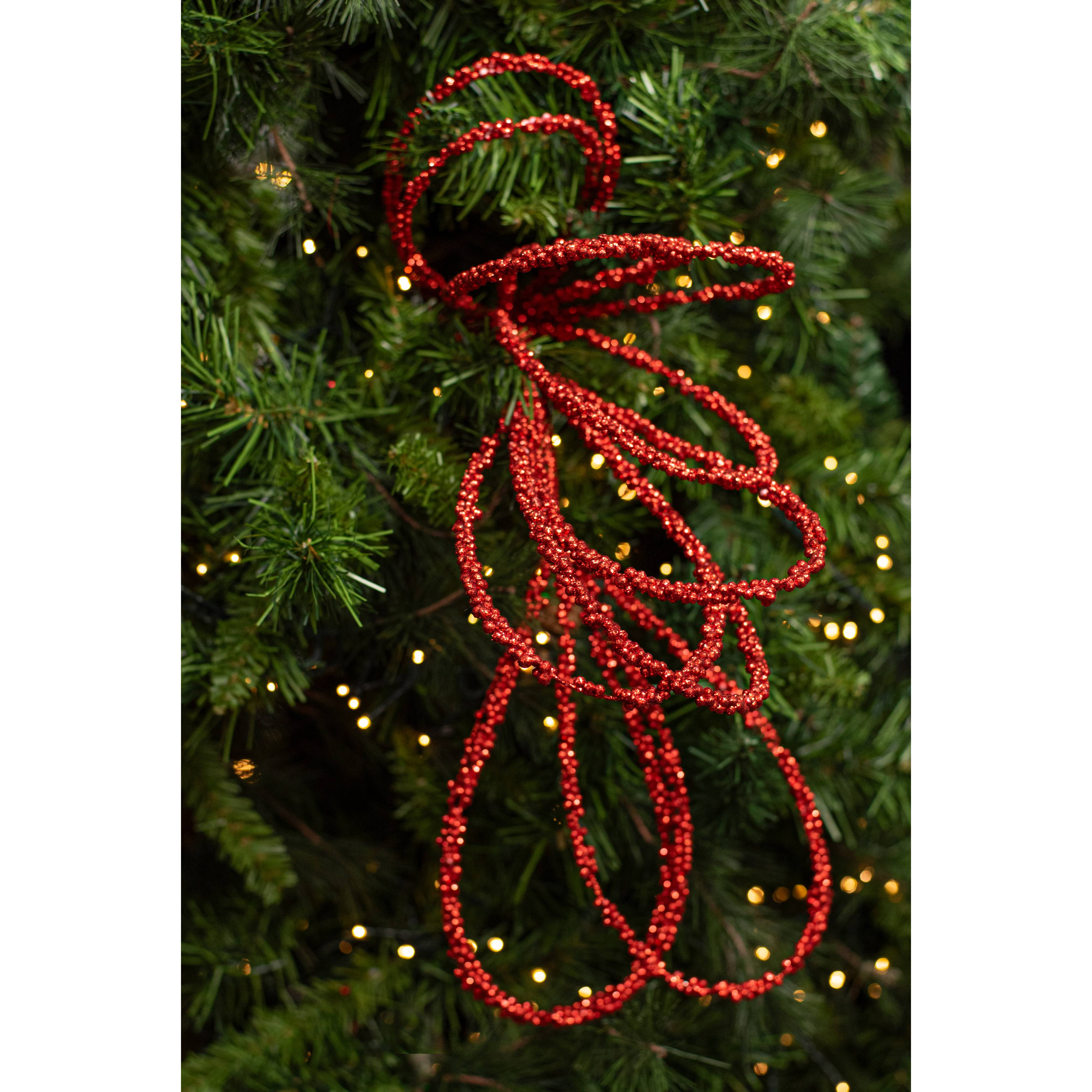 27" Beaded Loop Spray: Metallic Red detail photo 4