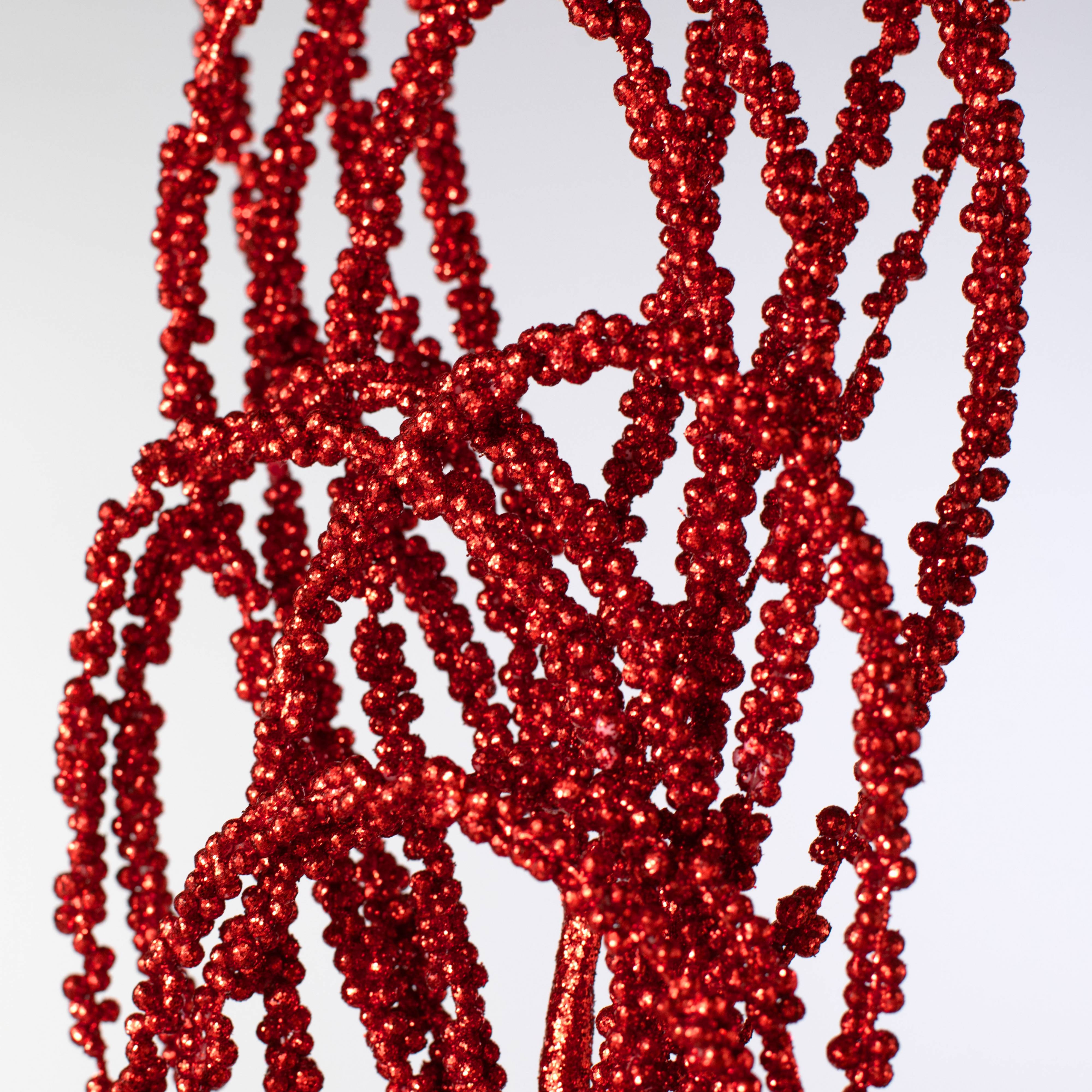27" Beaded Loop Spray: Metallic Red detail photo 5