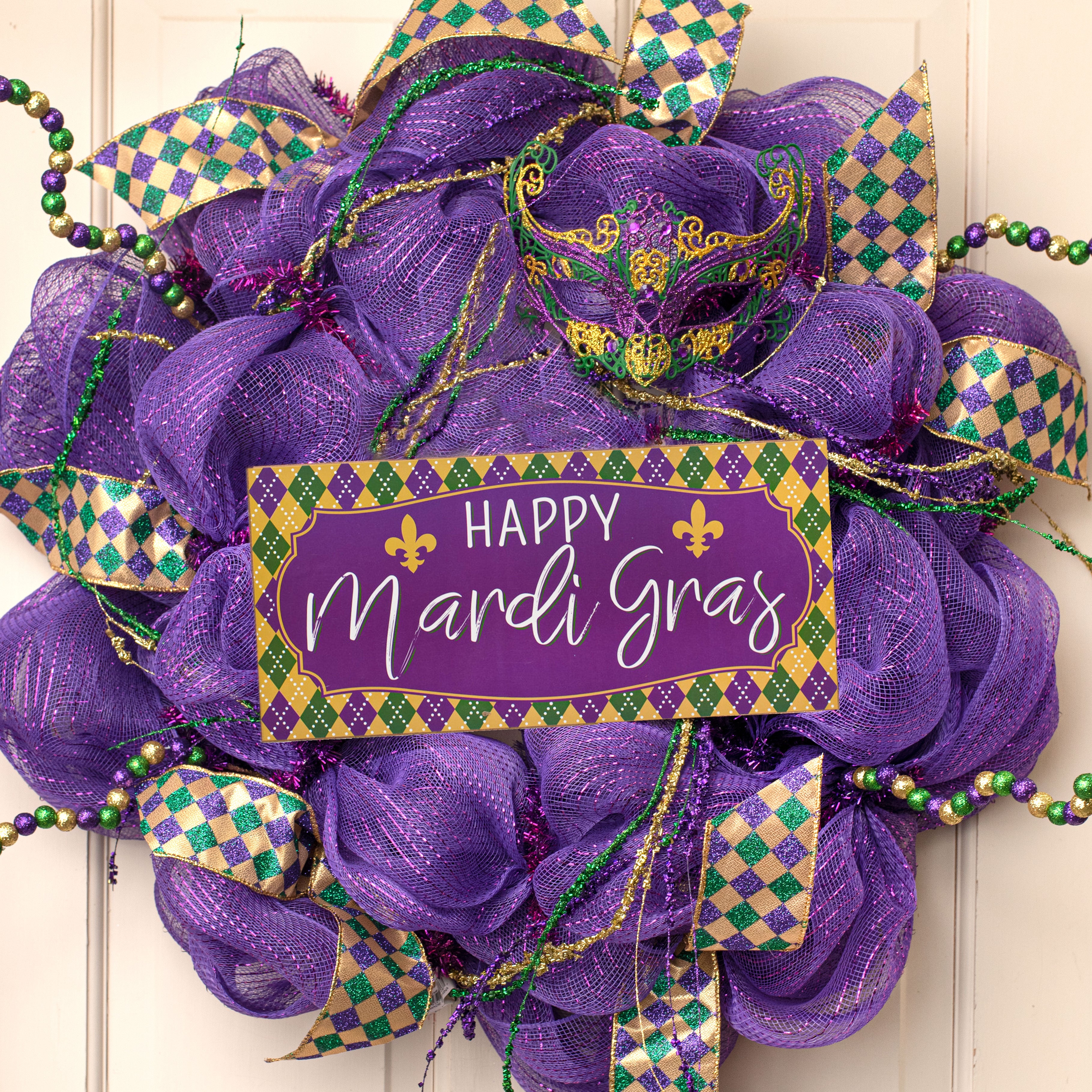 Beaded Twig Garland: Mardi Gras (83") Lifestyle Photo