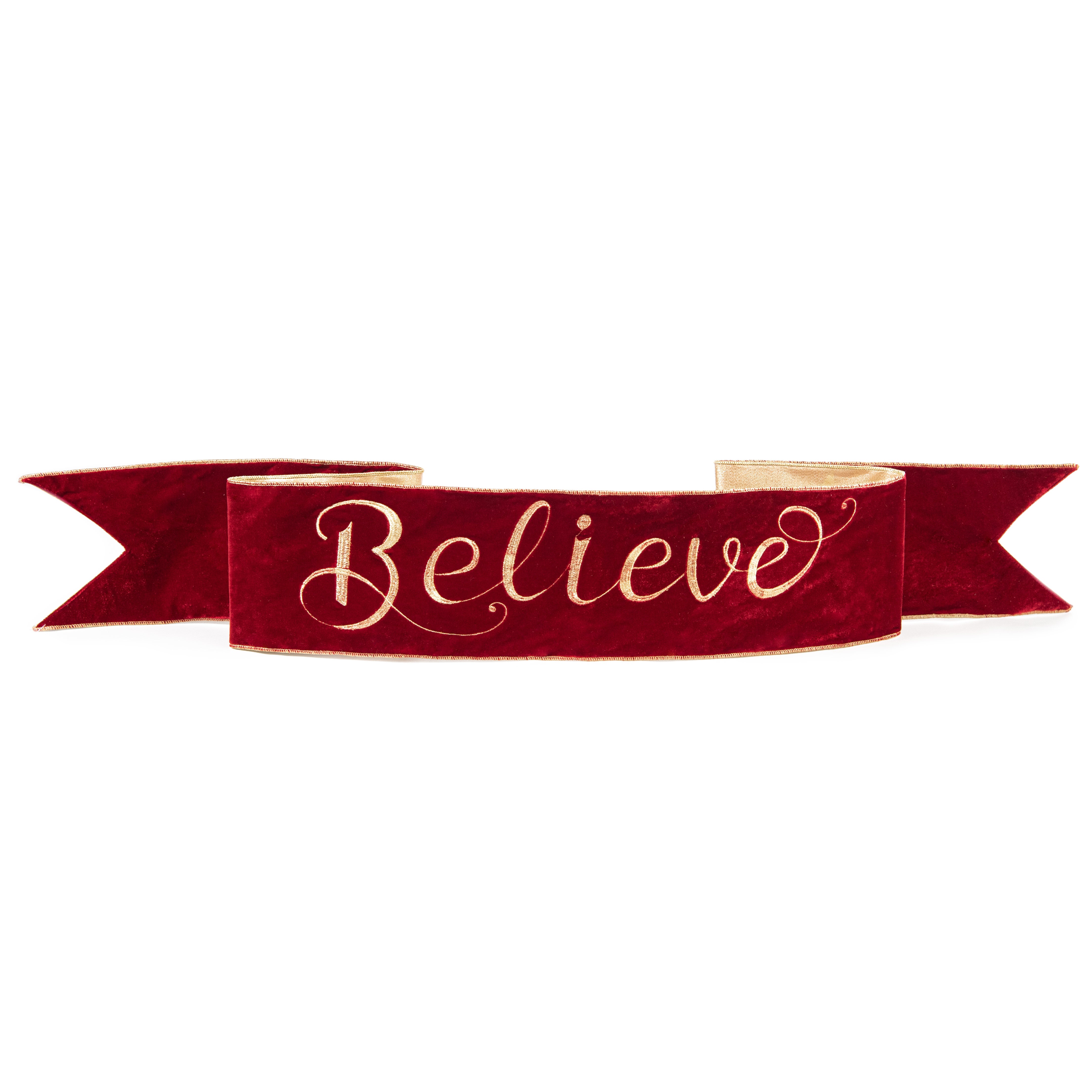 [D Stevens] 6" Believe Velvet Banner: Red Item Number: 18-3880