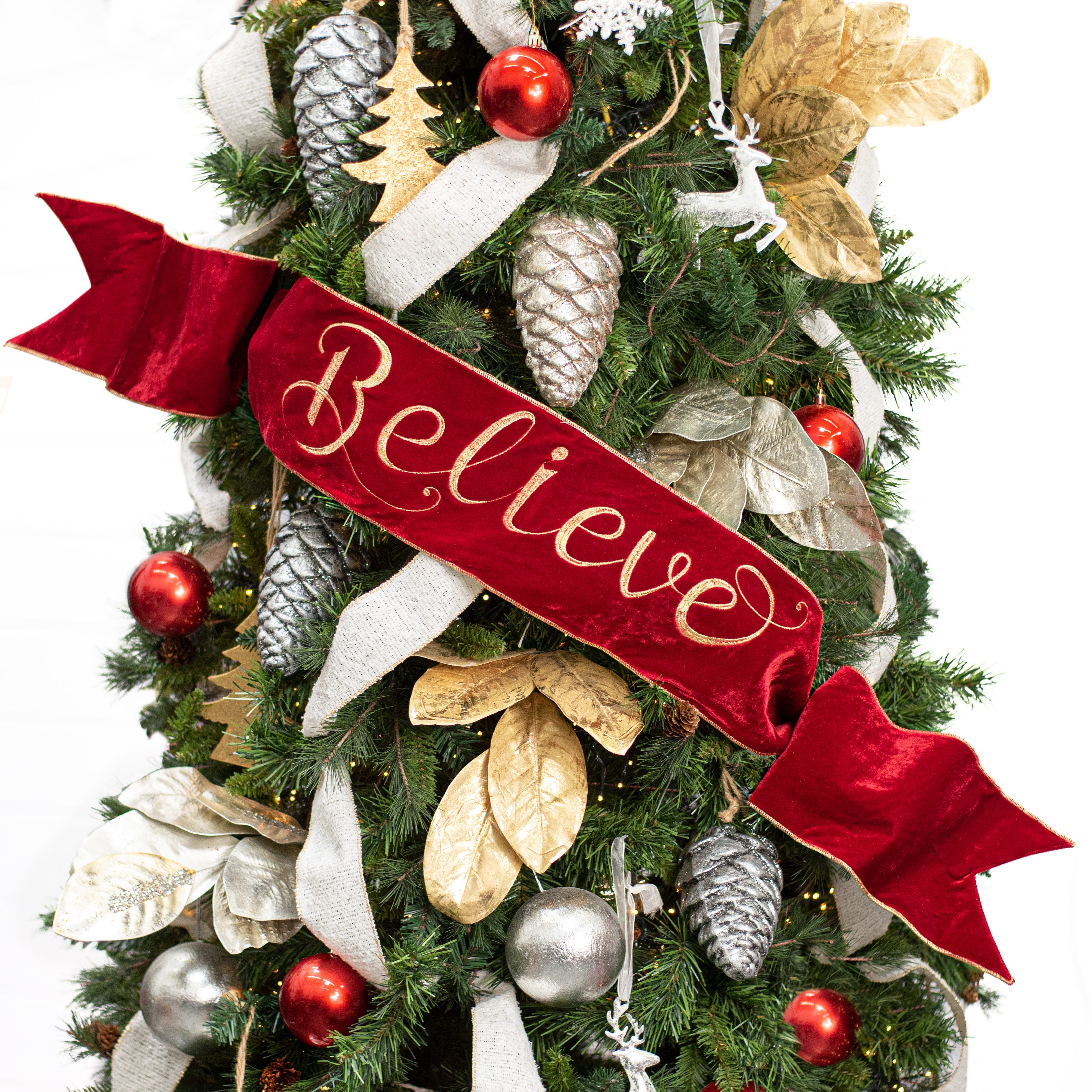 [D Stevens] 6" Believe Velvet Banner: Red Lifestyle Photo