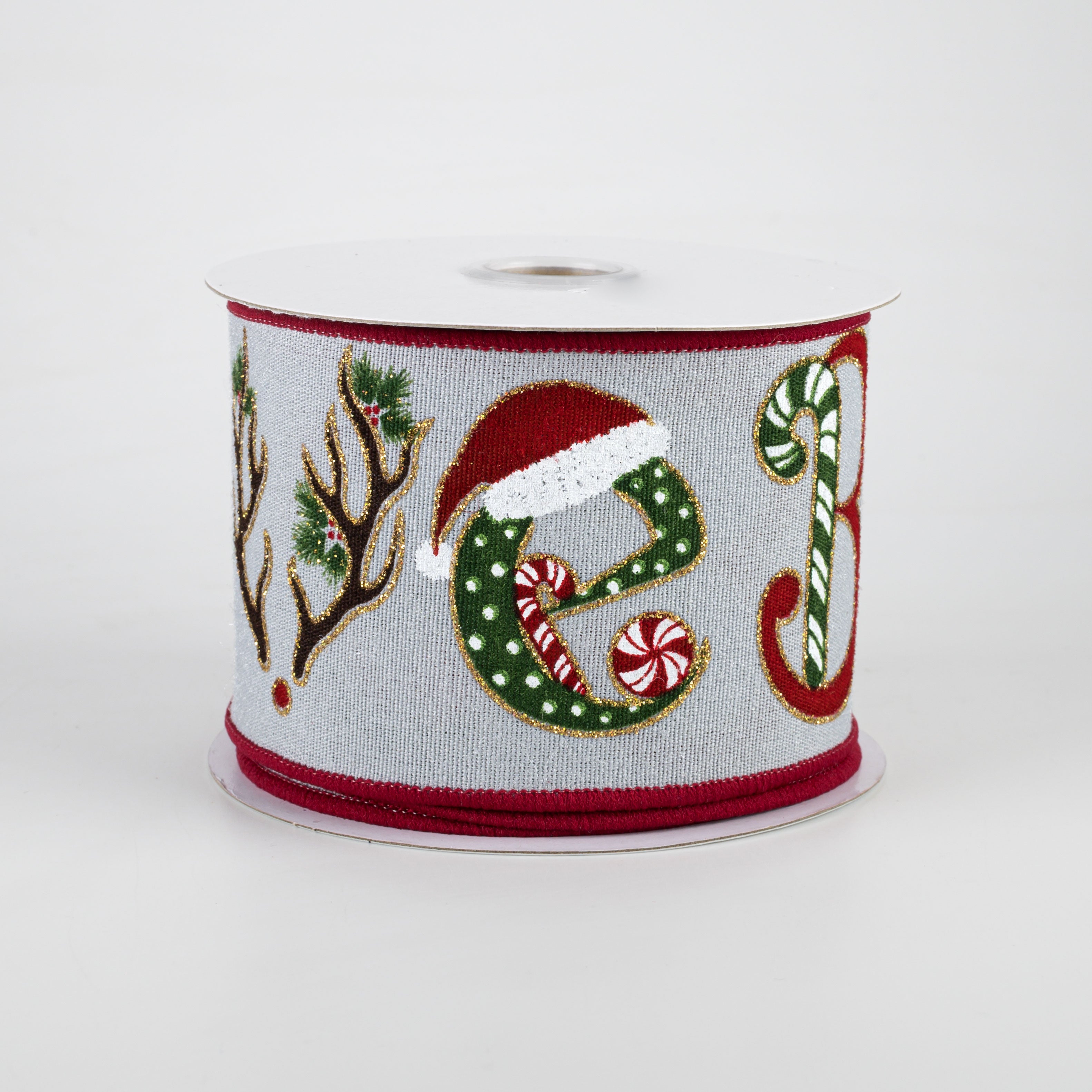2.5" Believe Woodland Luxe Ribbon: Grey (10 Yards)