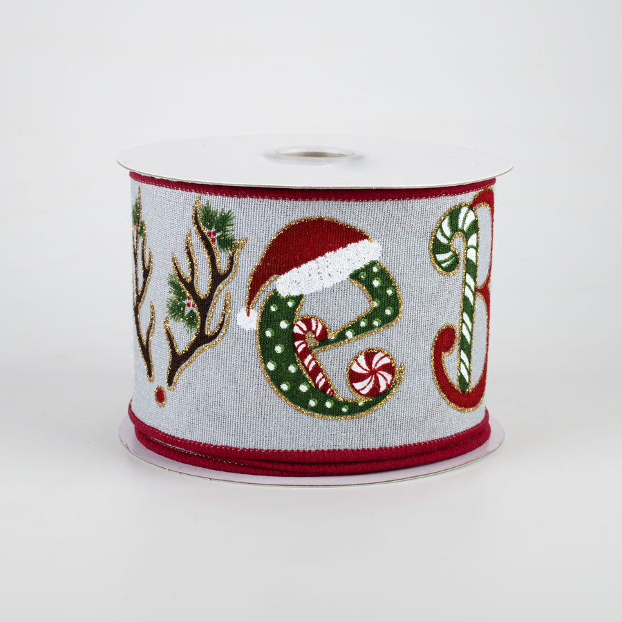 2.5" Believe Woodland Luxe Ribbon: Grey (10 Yards)