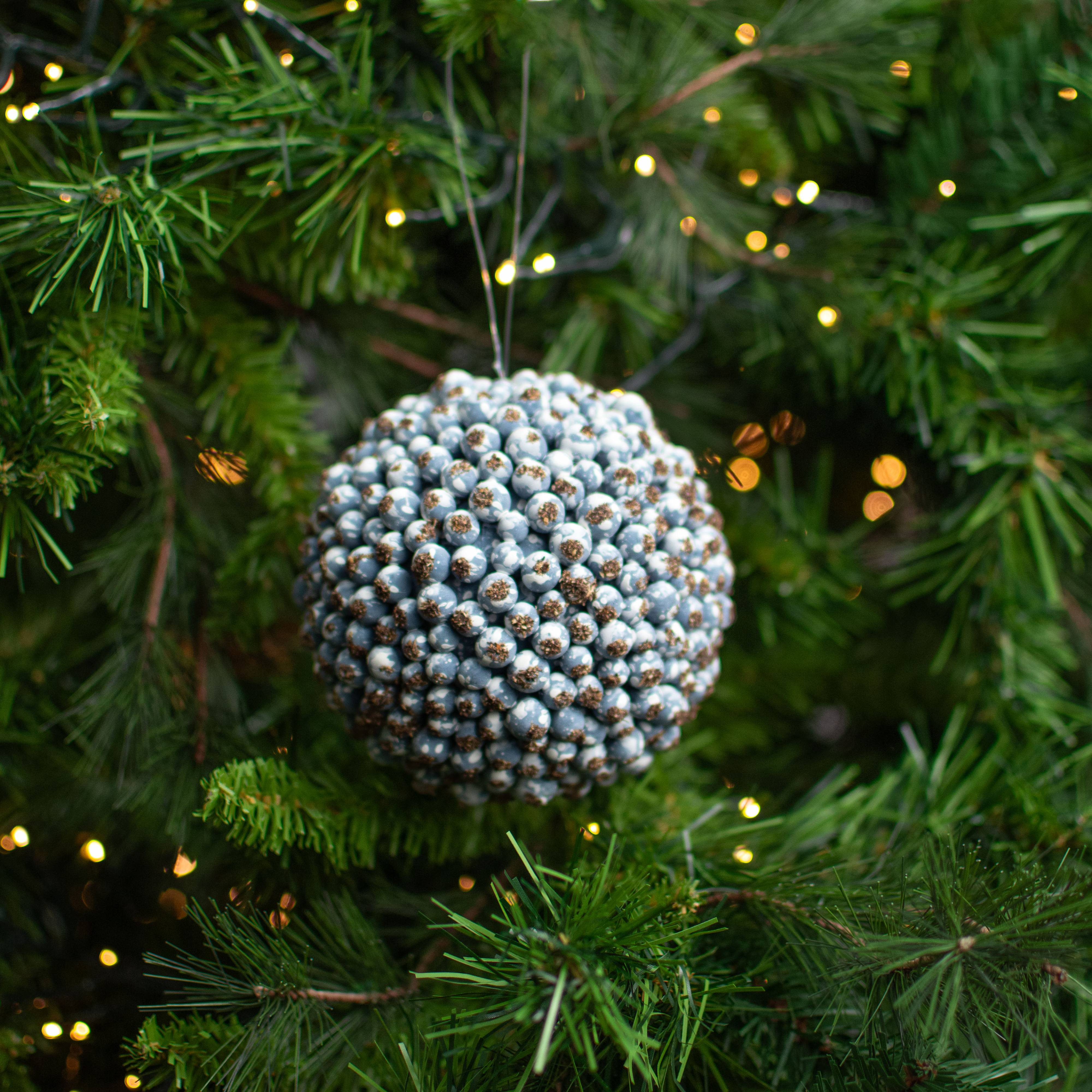 4" Berry Ball Ornament: Blue Lifestyle Photo