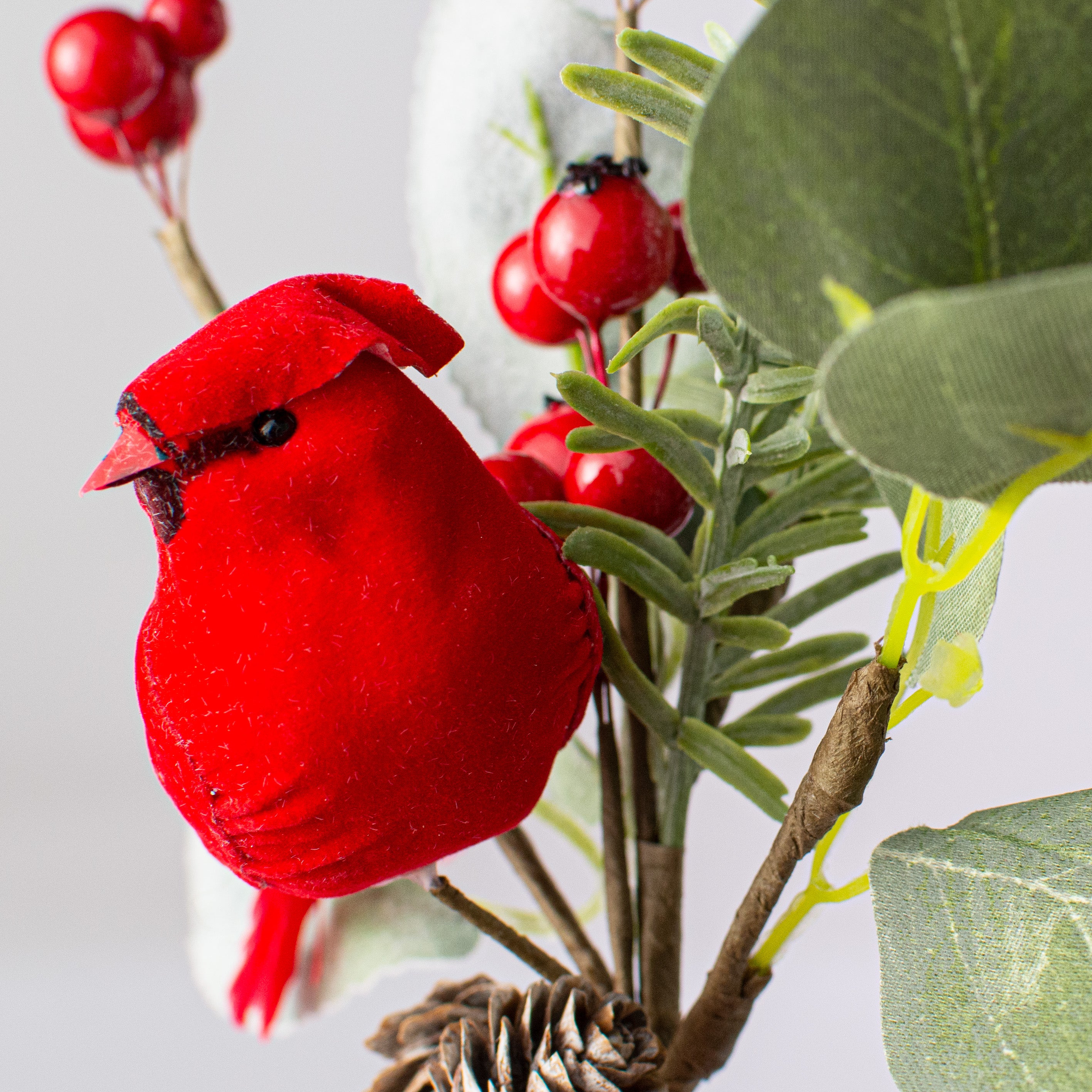 10" Berry, Eucalyptus, Pinecone Bird Pick: Red detail photo 4