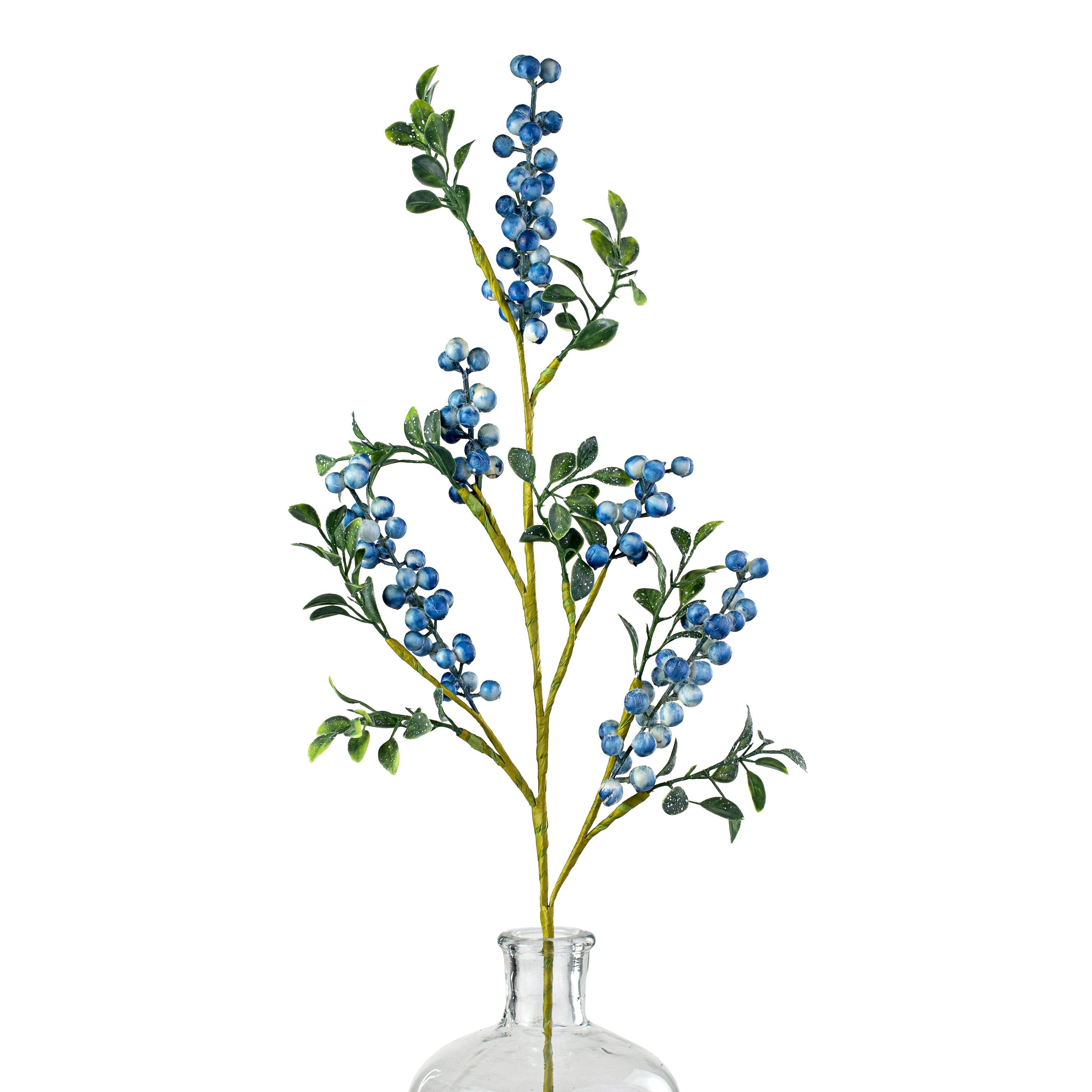 28" Berry Leaves Spray: Blue Item Number: 120646
