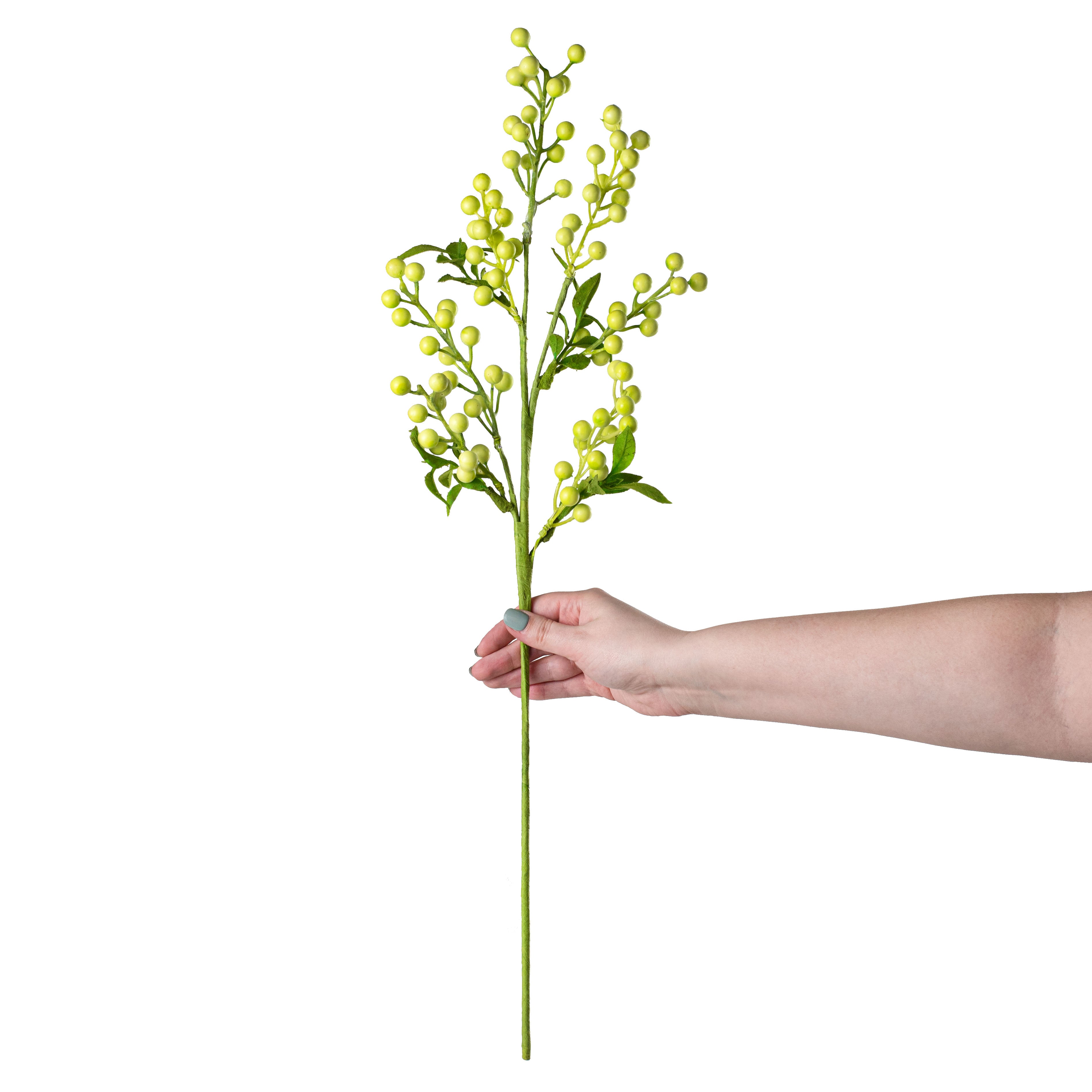 26" Berry Leaves Spray: Chartreuse Green detail photo 3