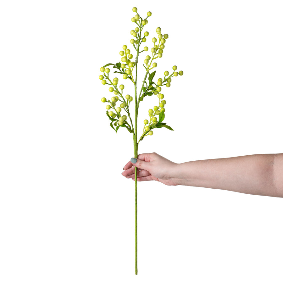 26" Berry Leaves Spray: Chartreuse Green detail photo 3