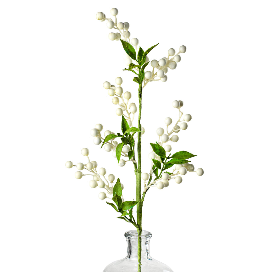 26" Berry Leaves Spray: Cream Item Number: 63021CM