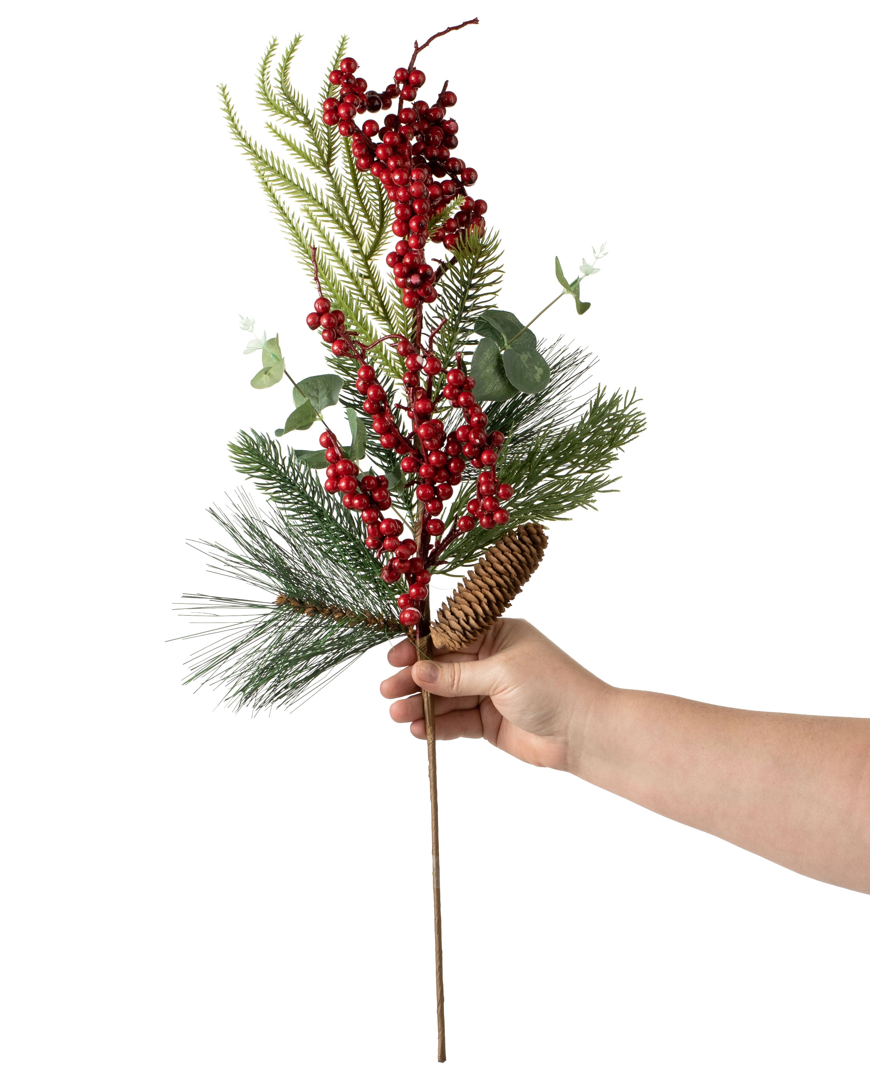 28" Berry Pinecone Eucalyptus Spray detail photo 3