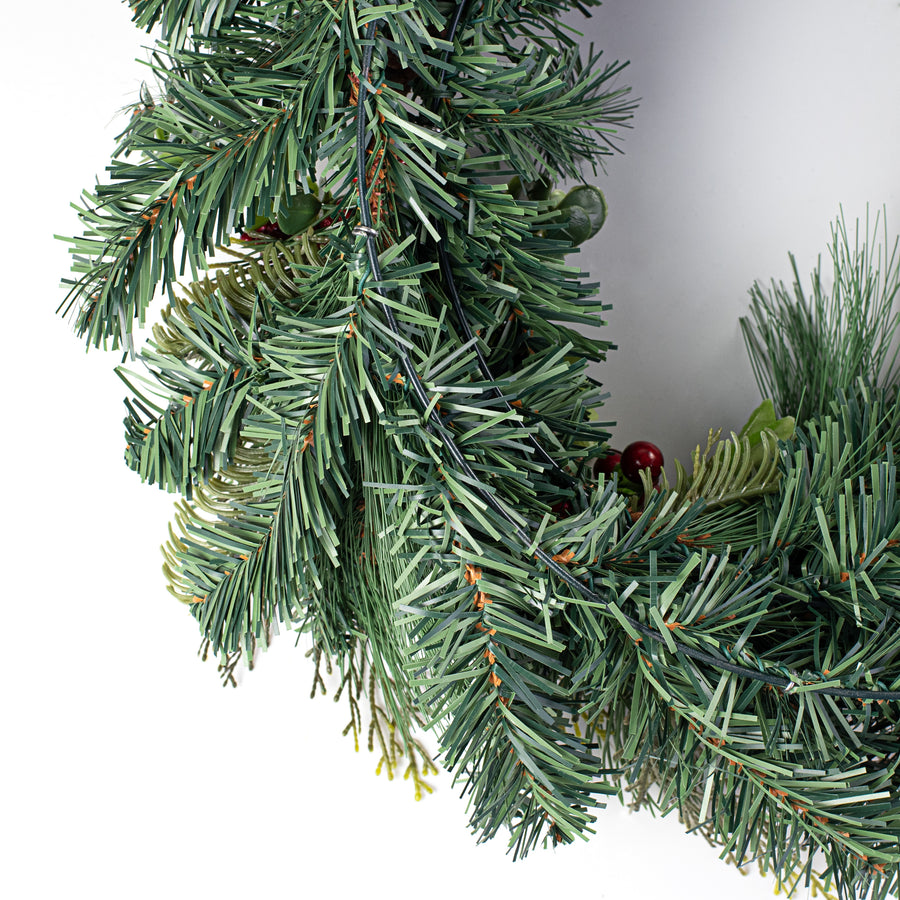 24" Berry & Pinecone Pine Wreath detail photo 4