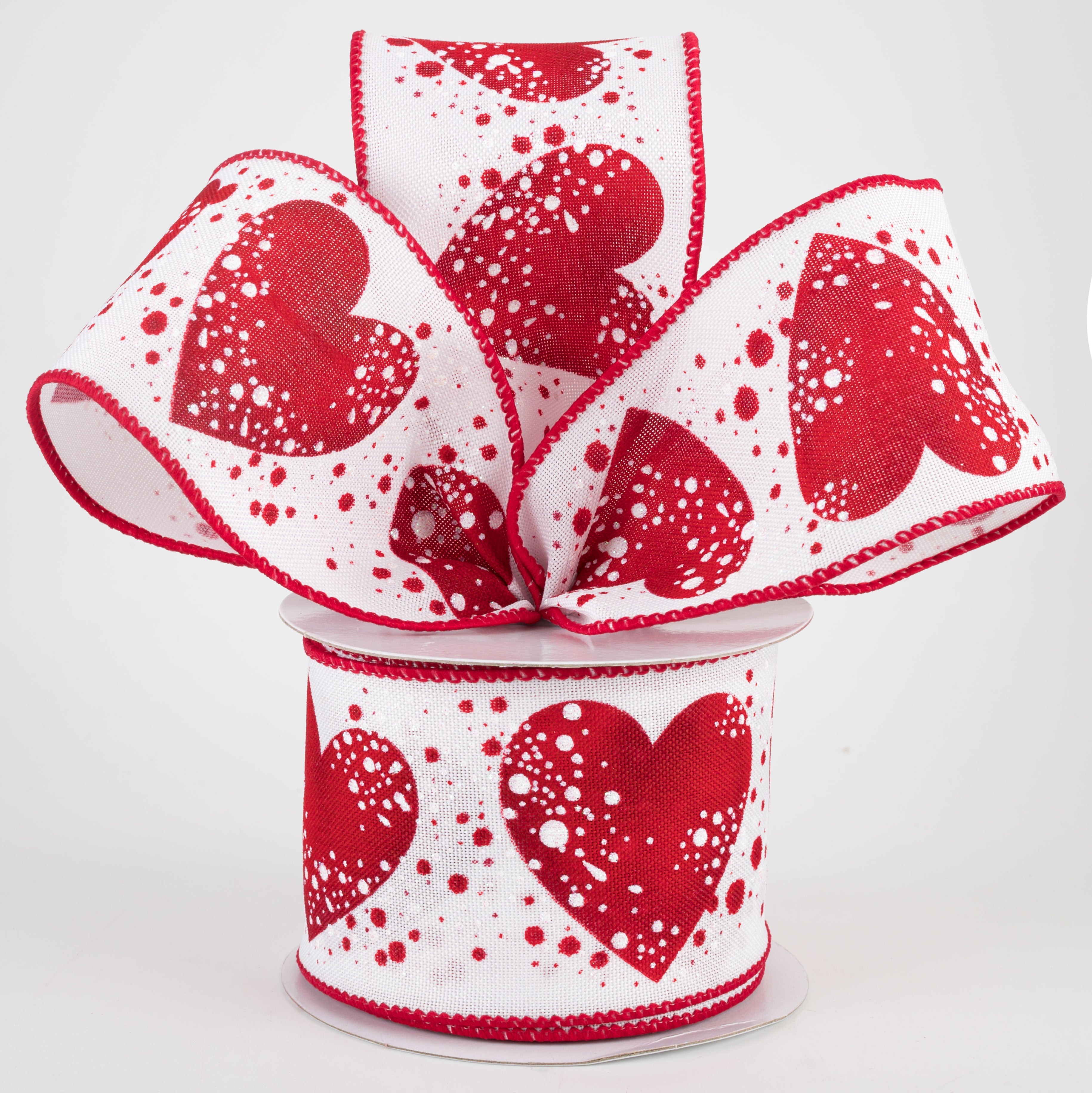 2.5" Big Hearts With Paint Splatter Ribbon (10 Yards) Lifestyle Photo