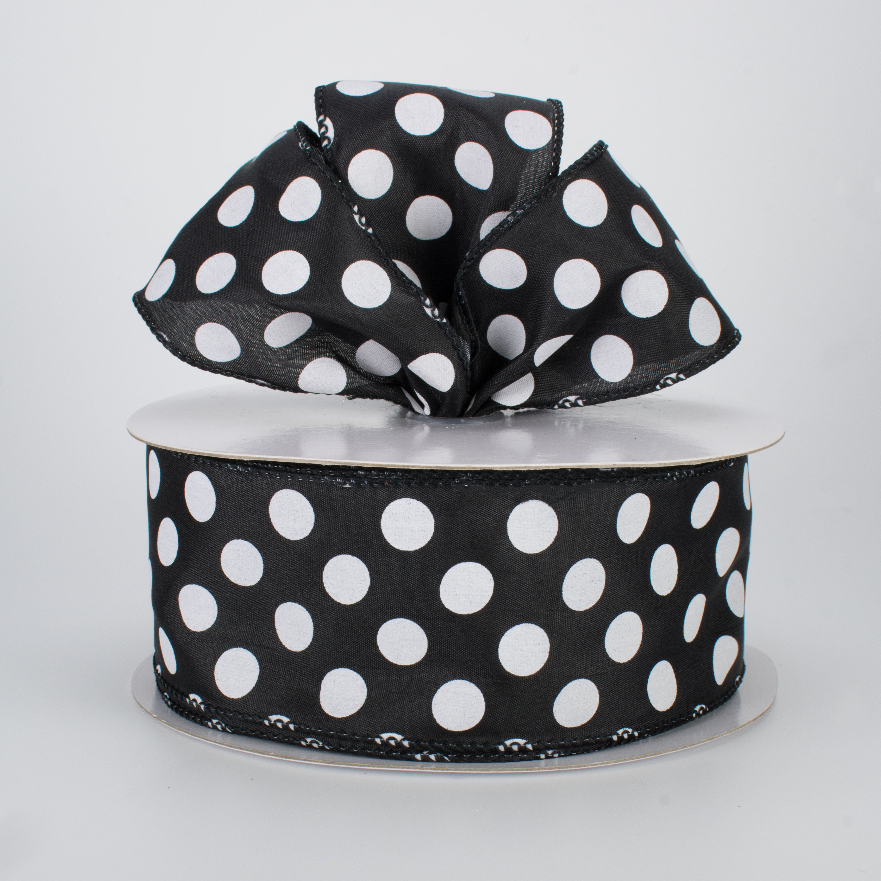 2.5" Big Polka Dot Ribbon: Black & White (50 Yards) Lifestyle Photo