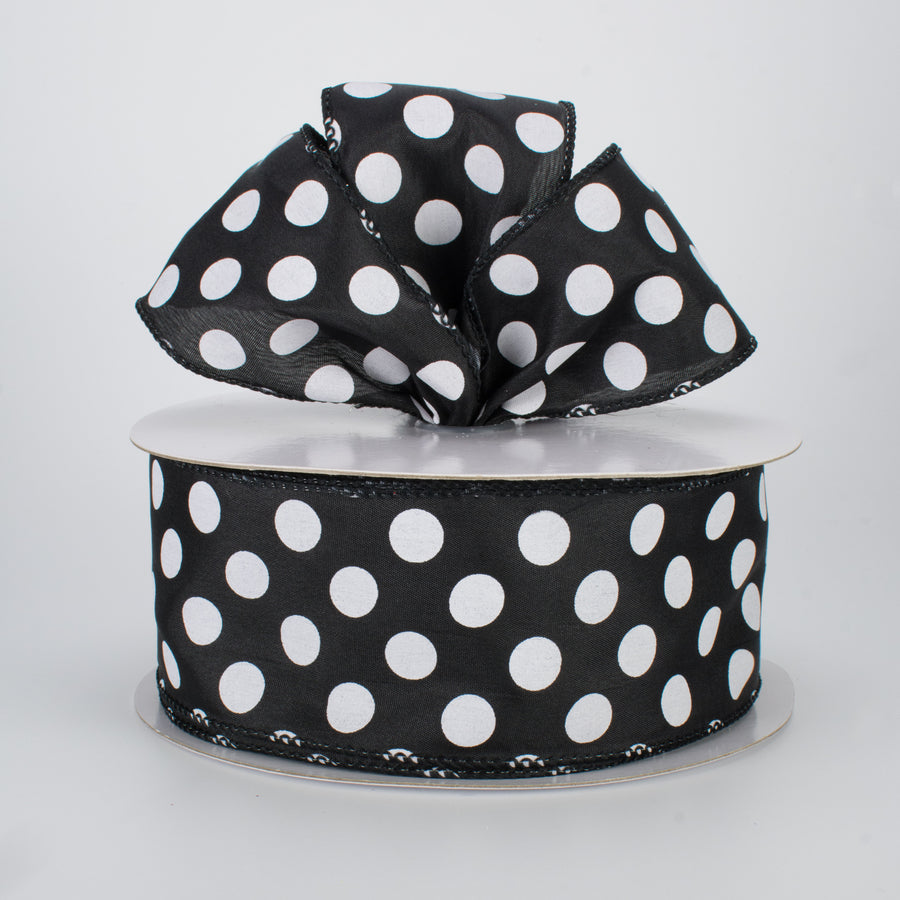 2.5" Big Polka Dot Ribbon: Black & White (50 Yards) Lifestyle Photo