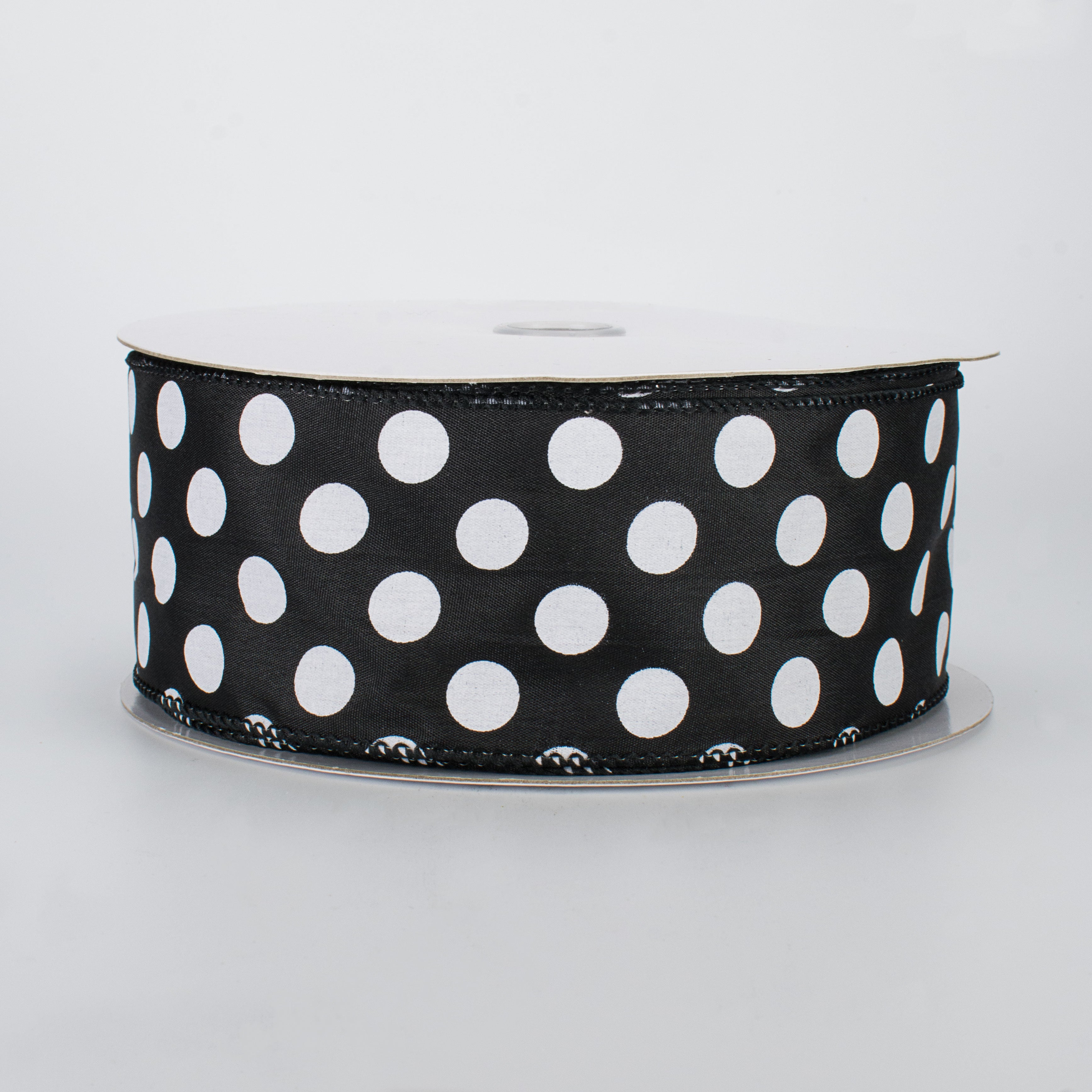 2.5" Big Polka Dot Ribbon: Black & White (50 Yards)