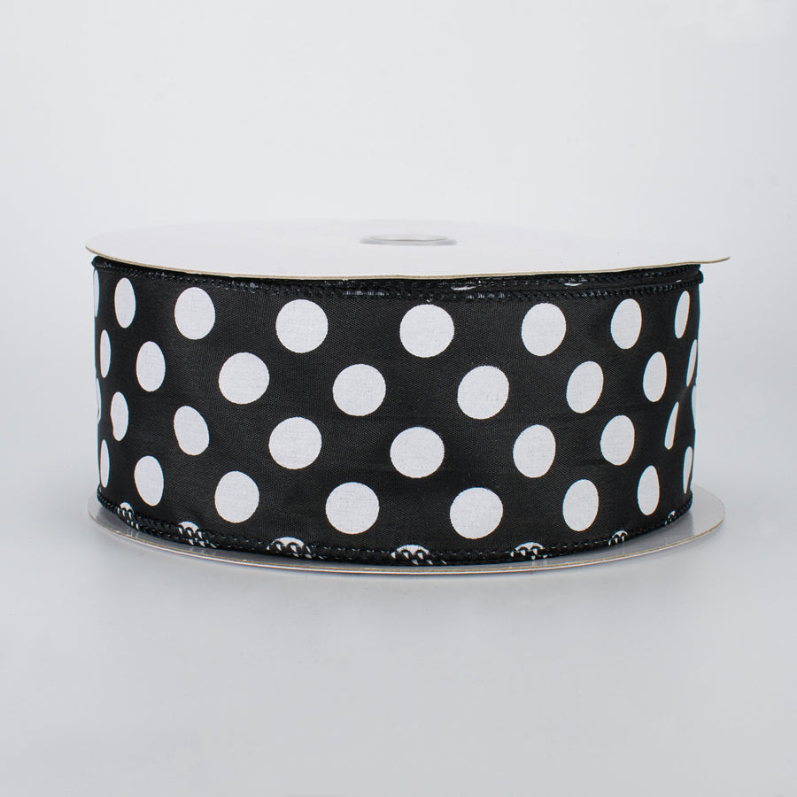 2.5" Big Polka Dot Ribbon: Black & White (50 Yards)