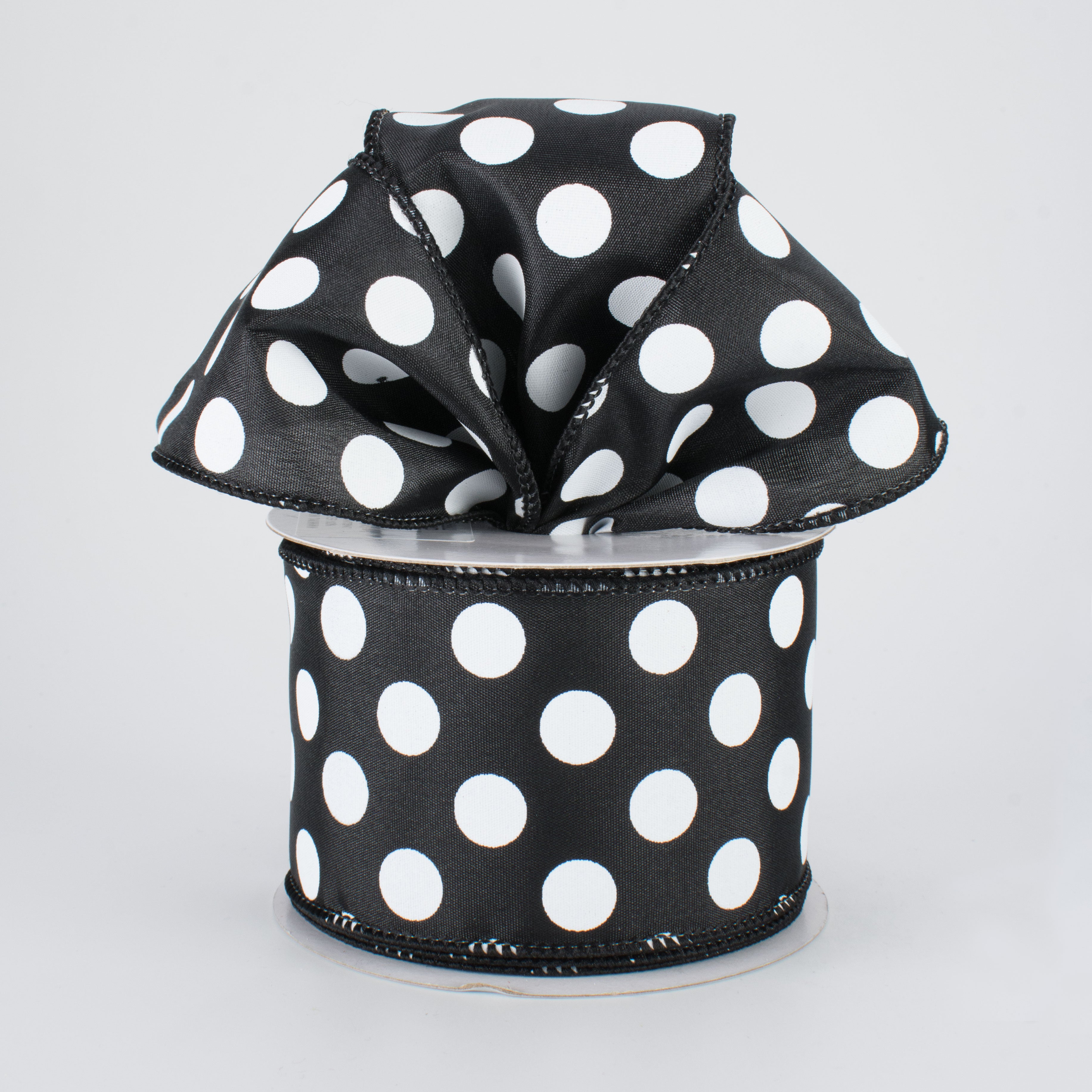 2.5" Big Polka Dot Ribbon: Black/White (10 Yards) Lifestyle Photo