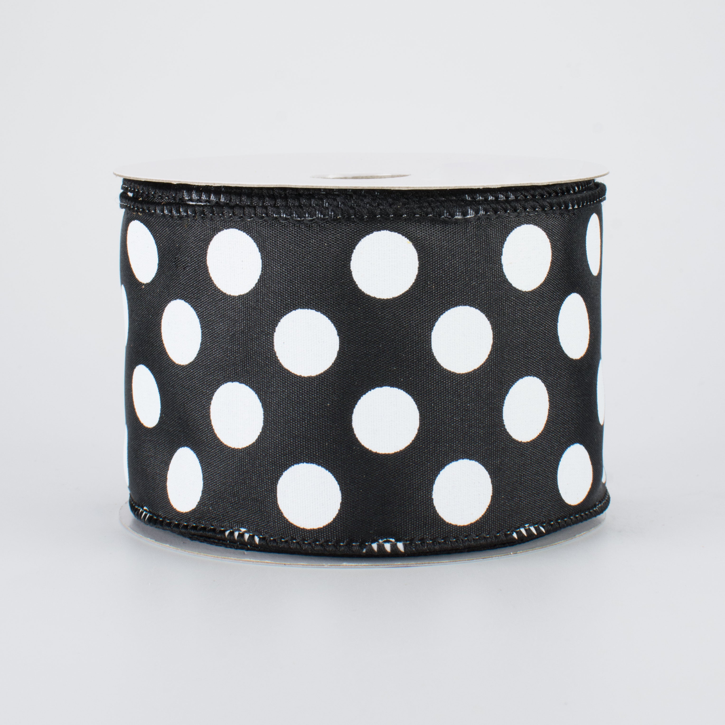 2.5" Big Polka Dot Ribbon: Black/White (10 Yards)