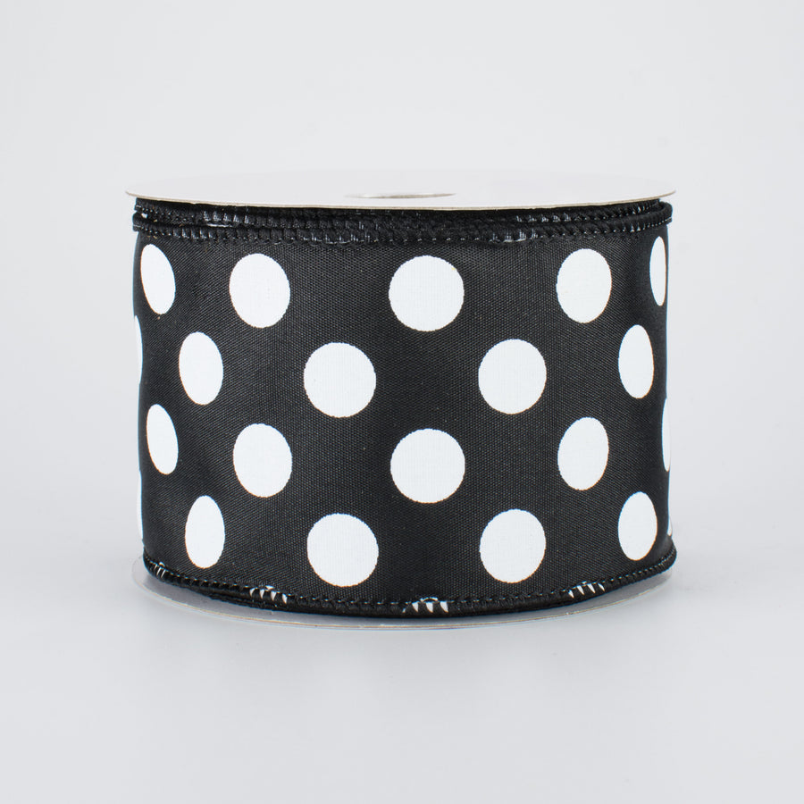 2.5" Big Polka Dot Ribbon: Black/White (10 Yards)