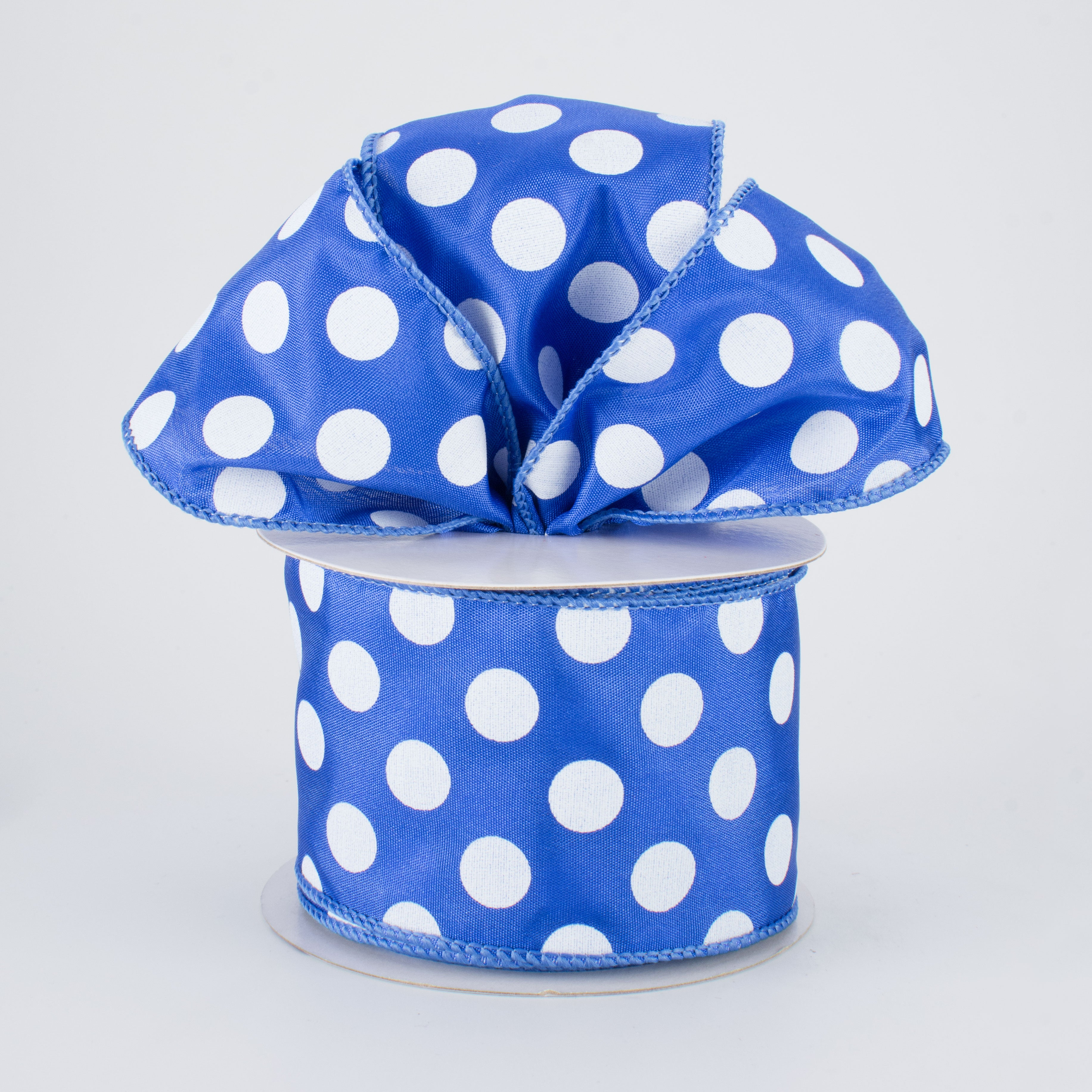 2.5" Big Polka Dot Ribbon: Blue/White (10 Yards) Lifestyle Photo