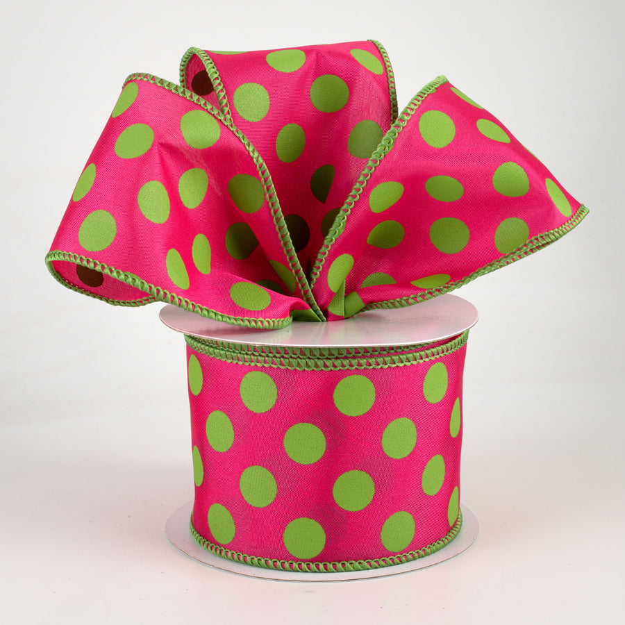 2.5" Big Polka Dot Ribbon: Hot Pink & Lime Green (10 Yards) Lifestyle Photo