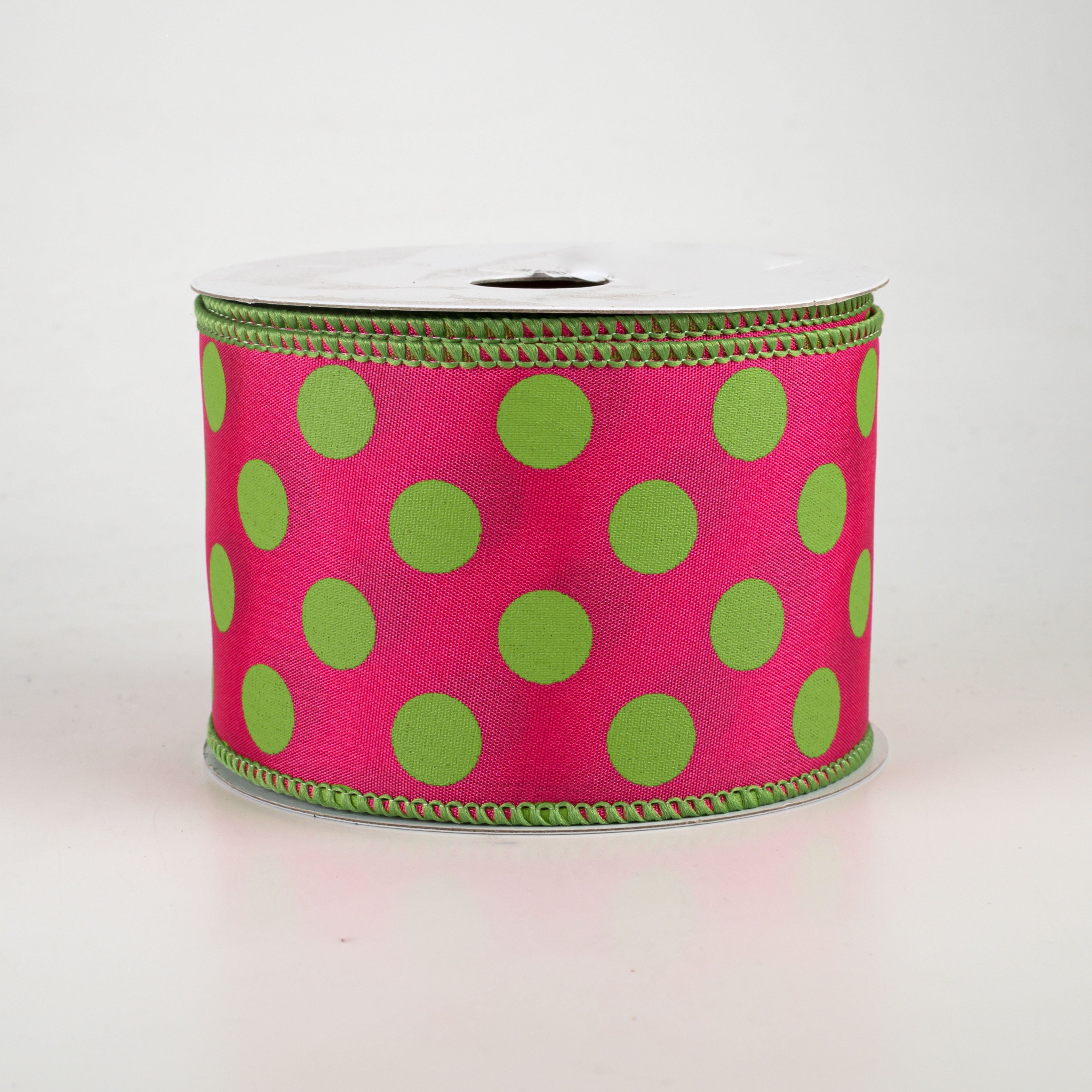 2.5" Big Polka Dot Ribbon: Hot Pink & Lime Green (10 Yards)