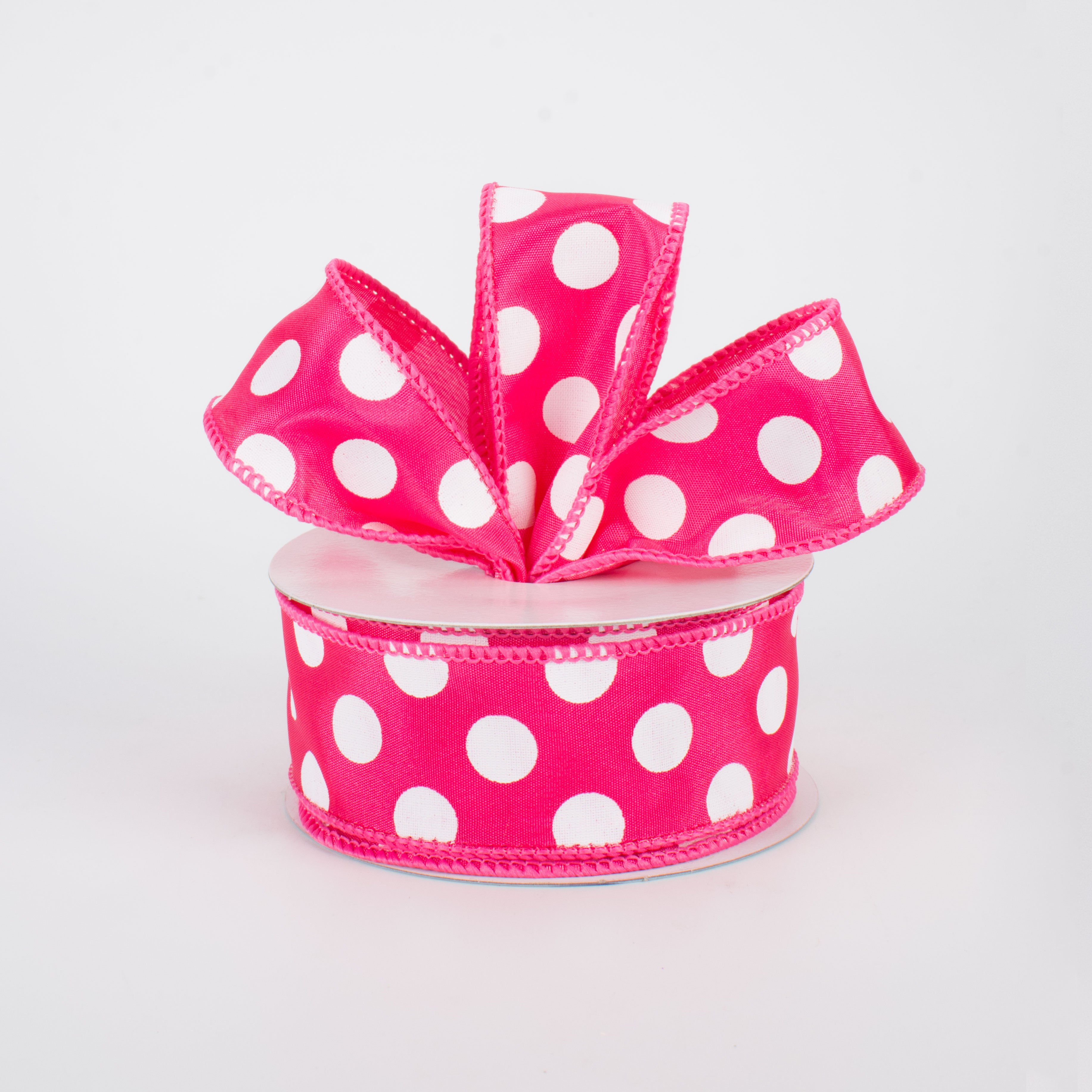 1.5" Big Polka Dot Ribbon: Hot Pink & White (10 Yards) Lifestyle Photo