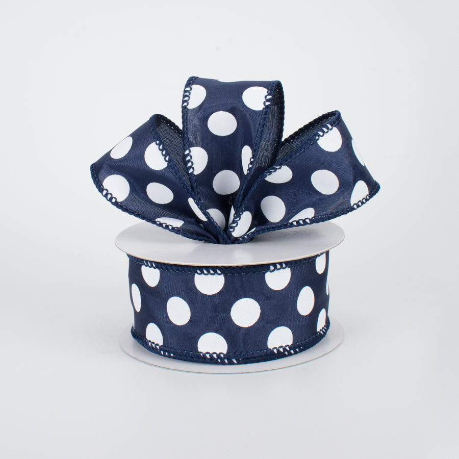 1.5" Big Polka Dot Ribbon: Navy Blue & White (10 Yards) Lifestyle Photo