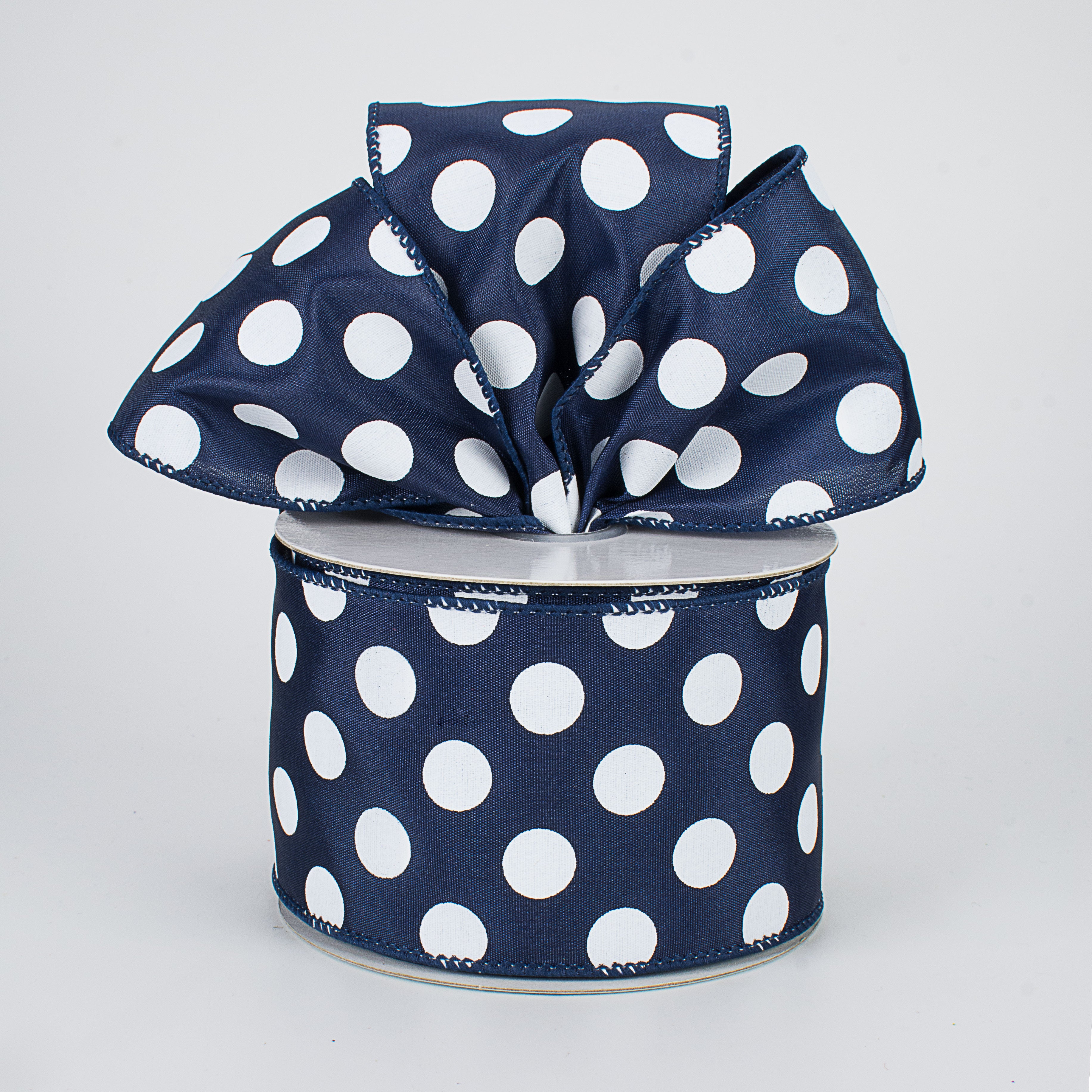 2.5" Big Polka Dot Ribbon: Navy Blue & White (10 Yards) Lifestyle Photo