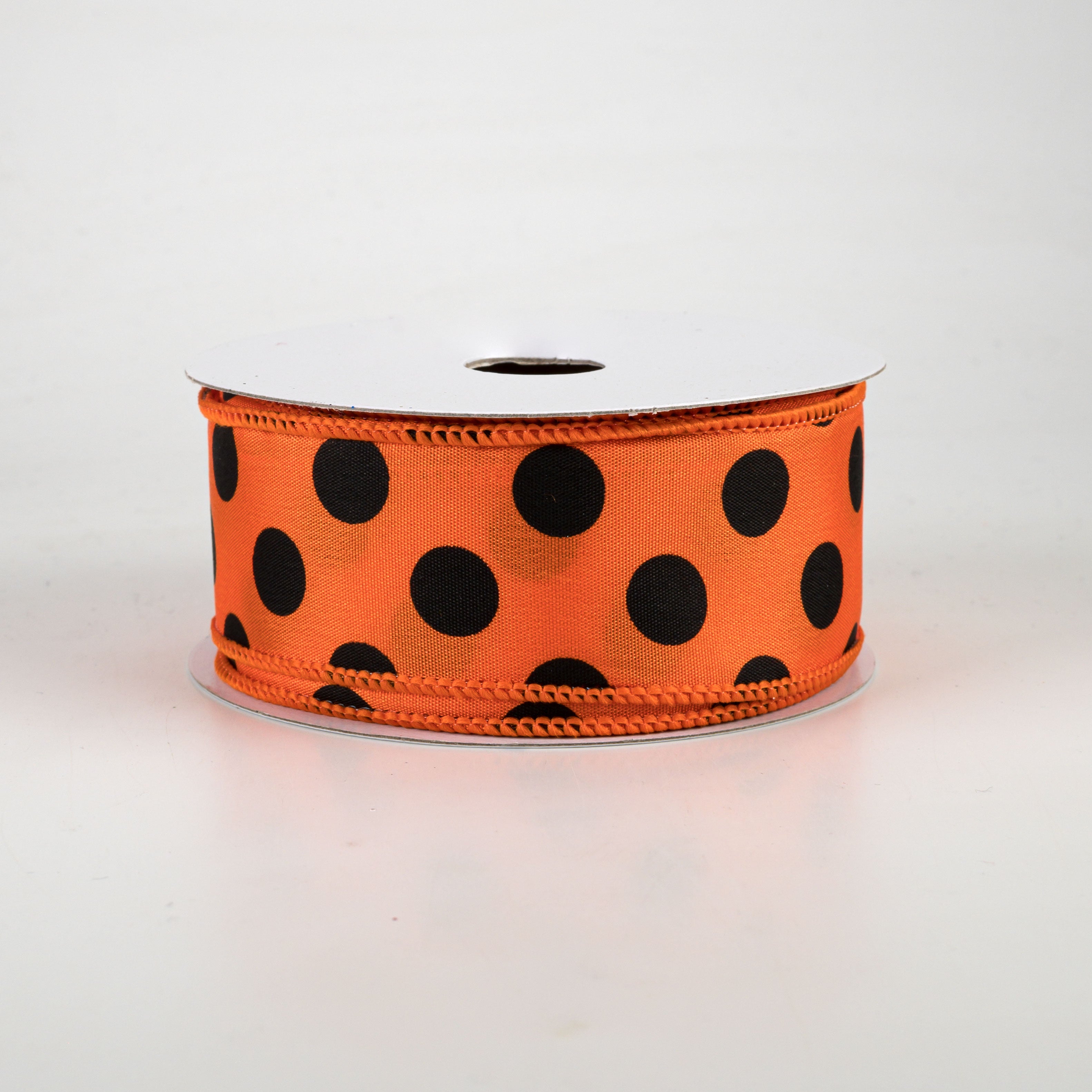 1.5" Big Polka Dot Ribbon: Orange & Black (10 Yards)