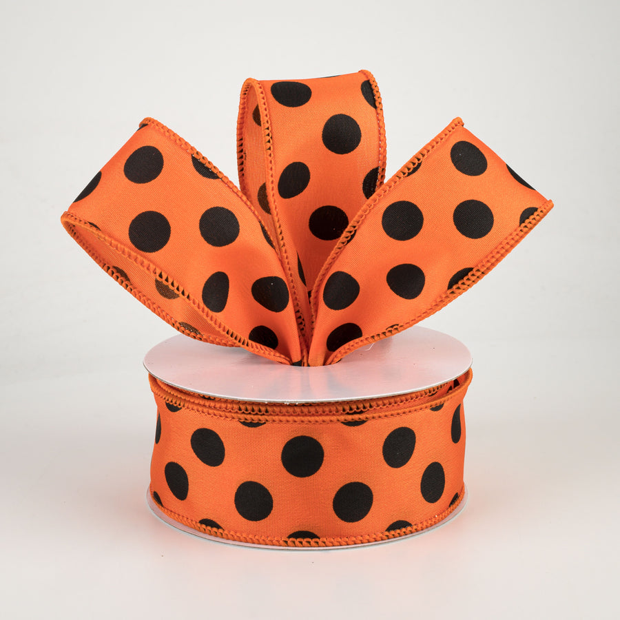 1.5" Big Polka Dot Ribbon: Orange & Black (10 Yards) Lifestyle Photo