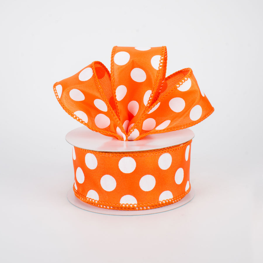 1.5" Big Polka Dot Ribbon: Orange & White (10 Yards) Lifestyle Photo