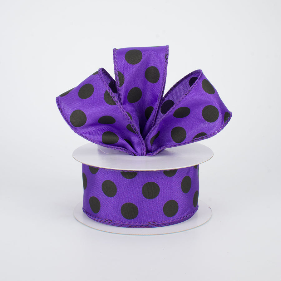 1.5" Big Polka Dot Ribbon: Purple & Black (10 Yards) Lifestyle Photo