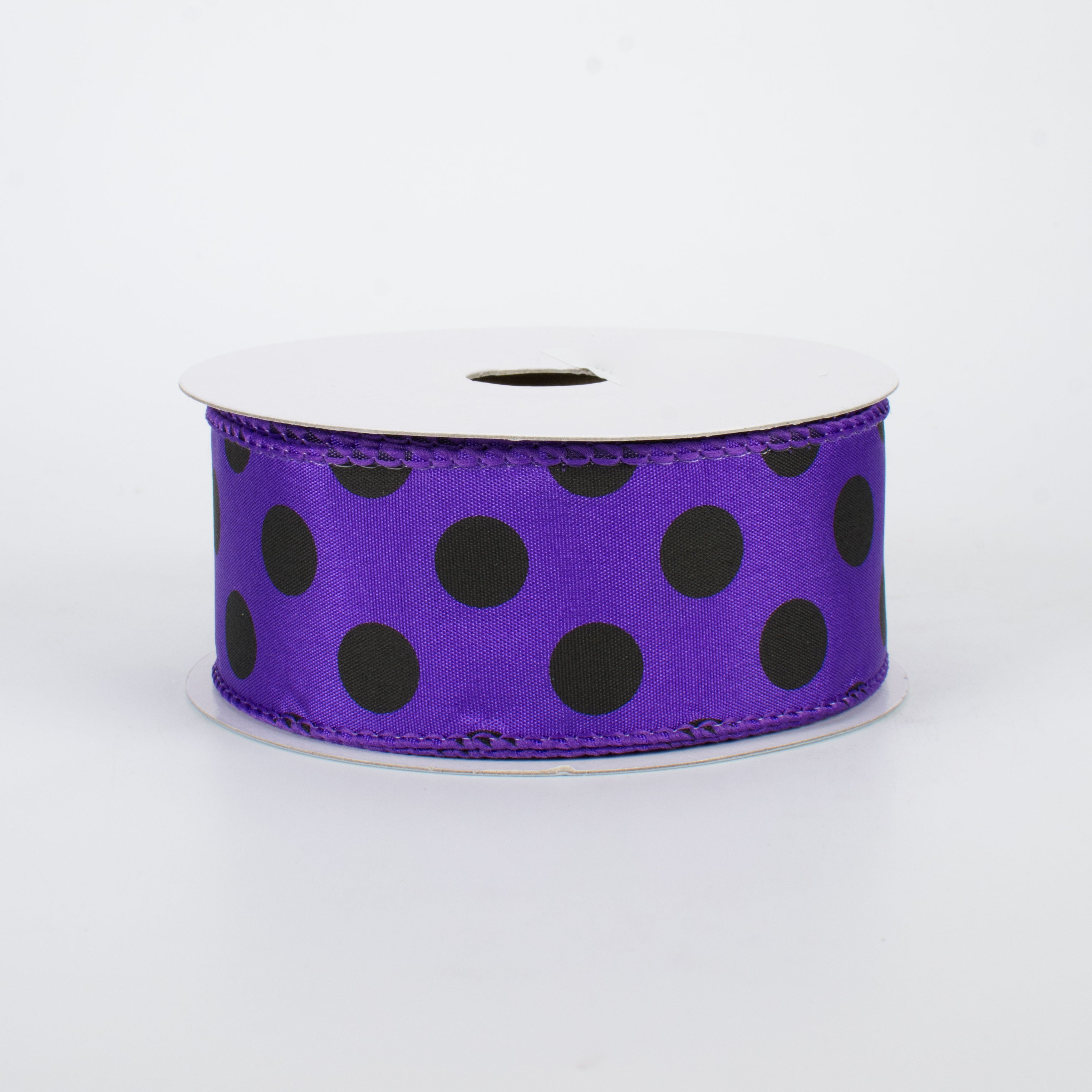 1.5" Big Polka Dot Ribbon: Purple & Black (10 Yards)