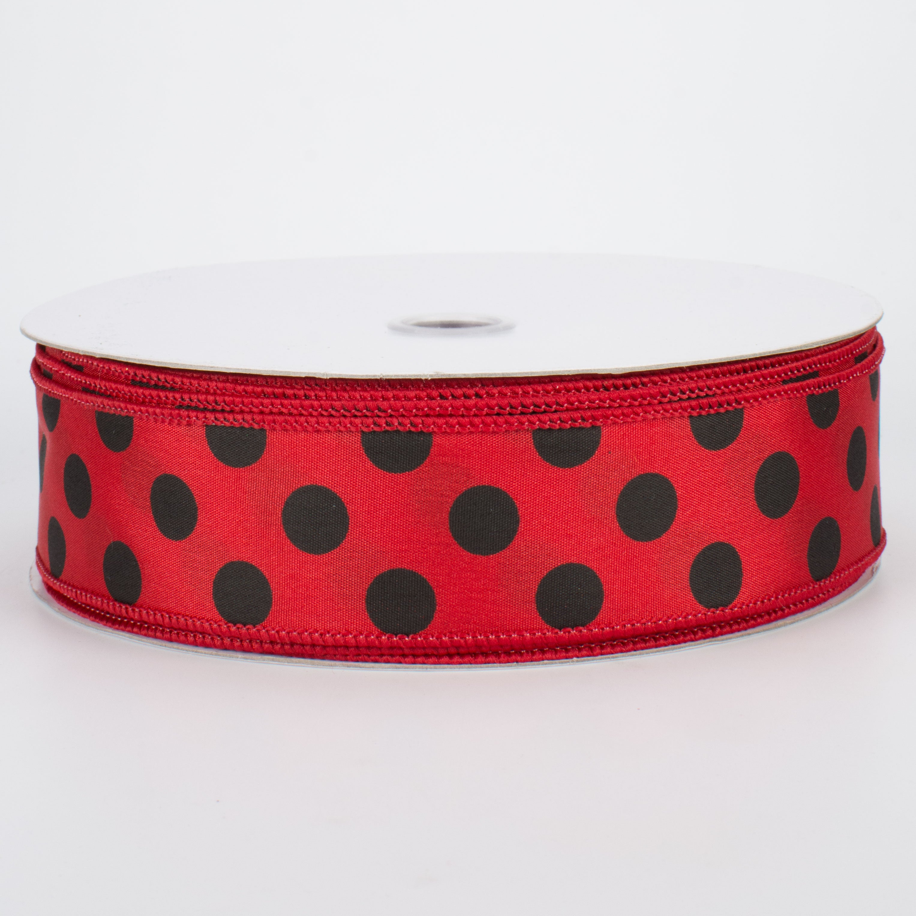 1.5" Big Polka Dot Ribbon: Red & Black (50 Yards)