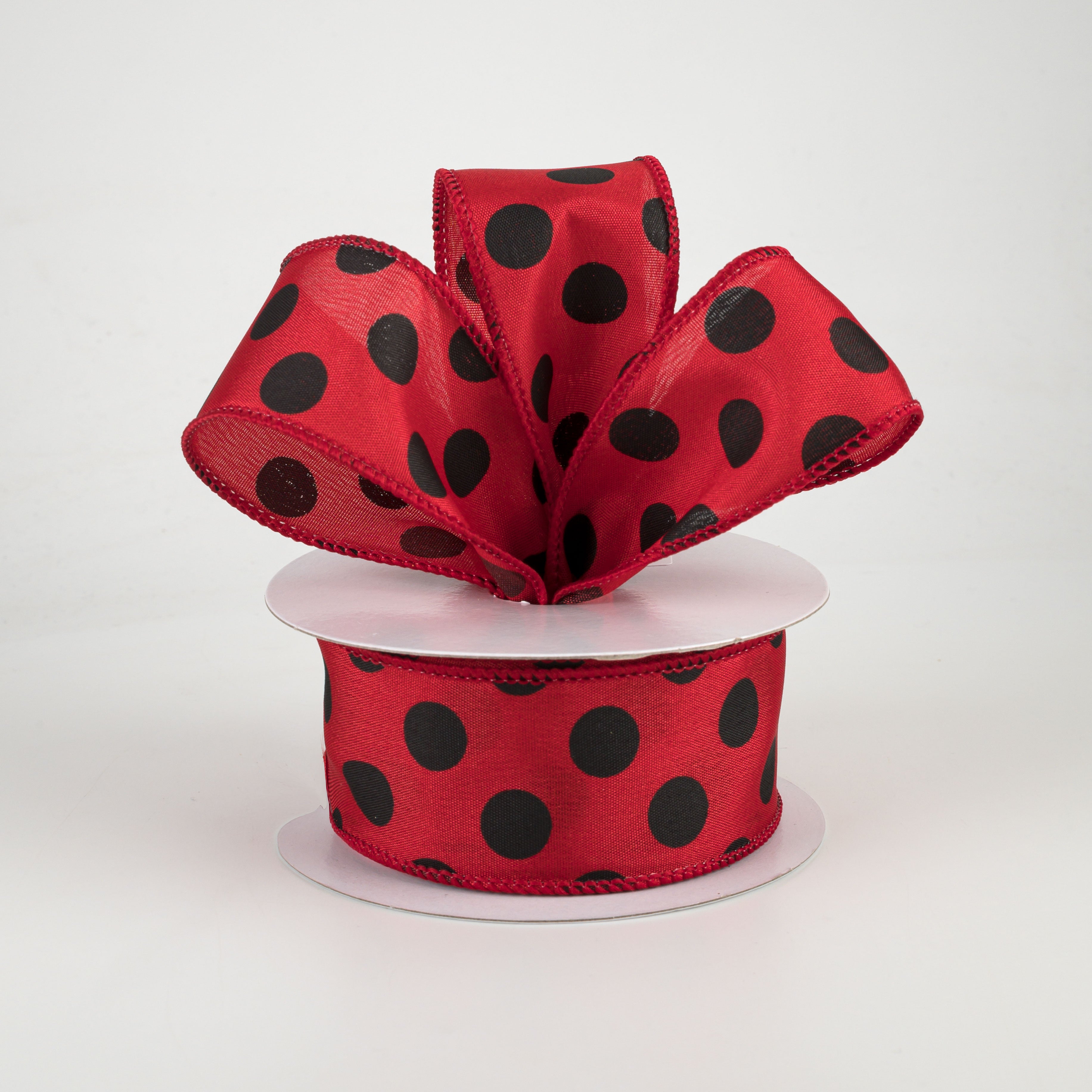 1.5" Big Polka Dot Ribbon: Red & Black (10 Yards) Lifestyle Photo
