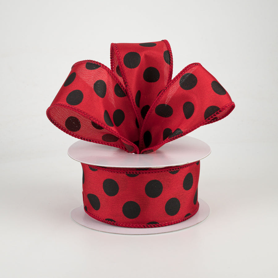 1.5" Big Polka Dot Ribbon: Red & Black (10 Yards) Lifestyle Photo