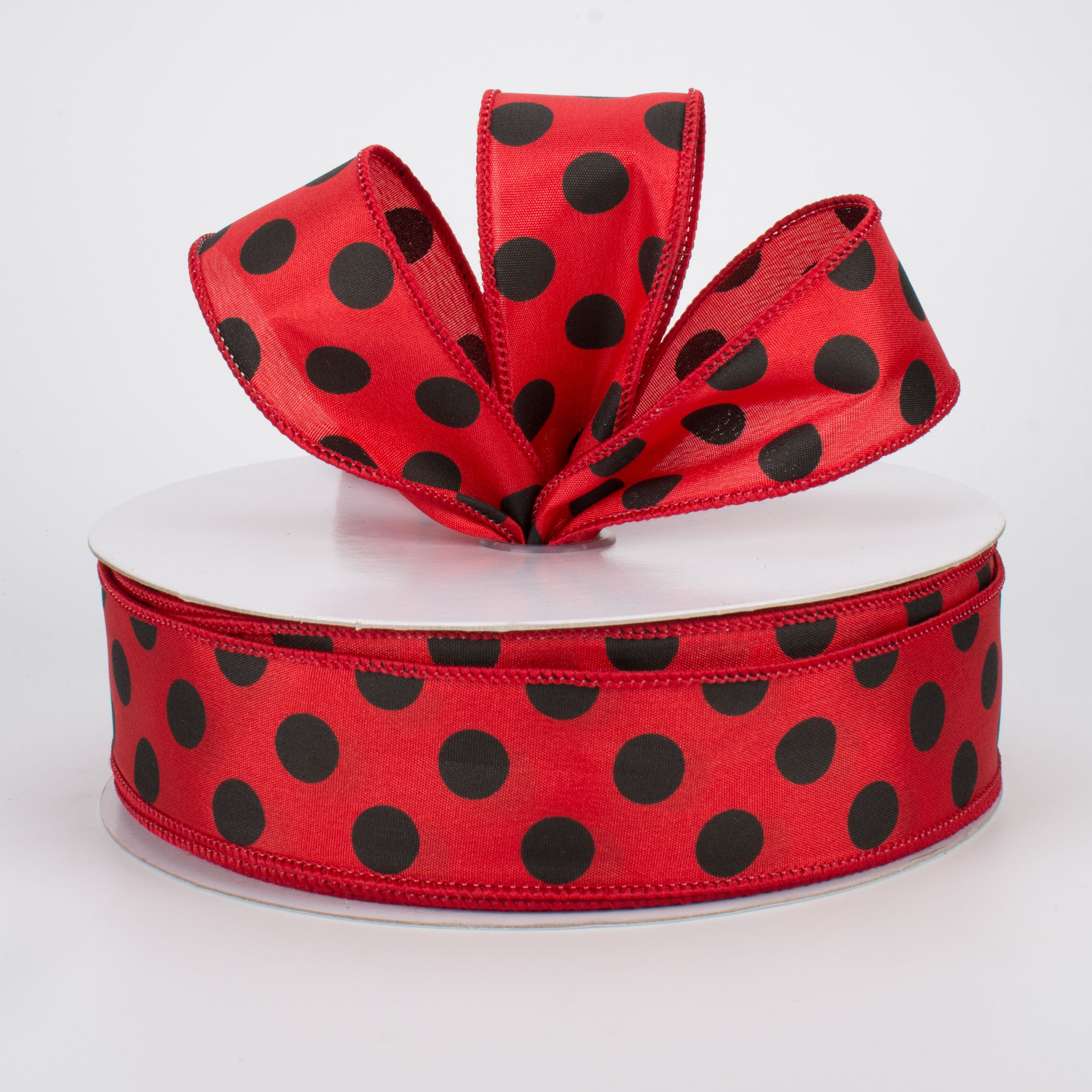 1.5" Big Polka Dot Ribbon: Red & Black (50 Yards) Lifestyle Photo