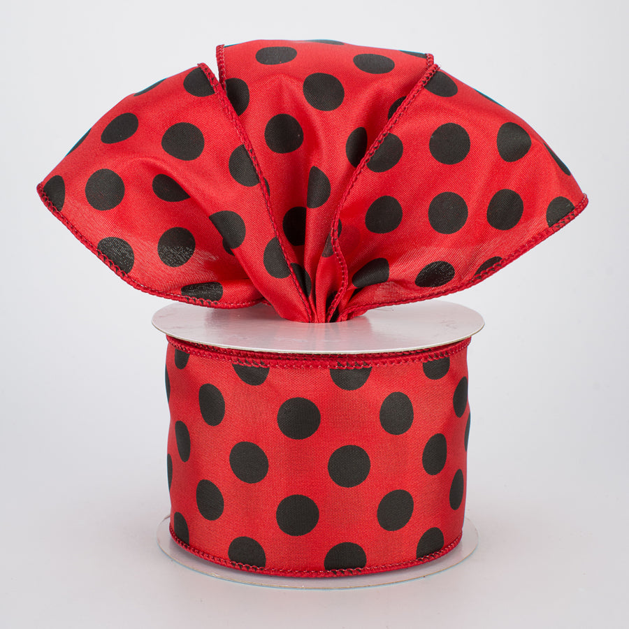 2.5" Big Polka Dot Ribbon: Red & Black (10 Yards) Lifestyle Photo