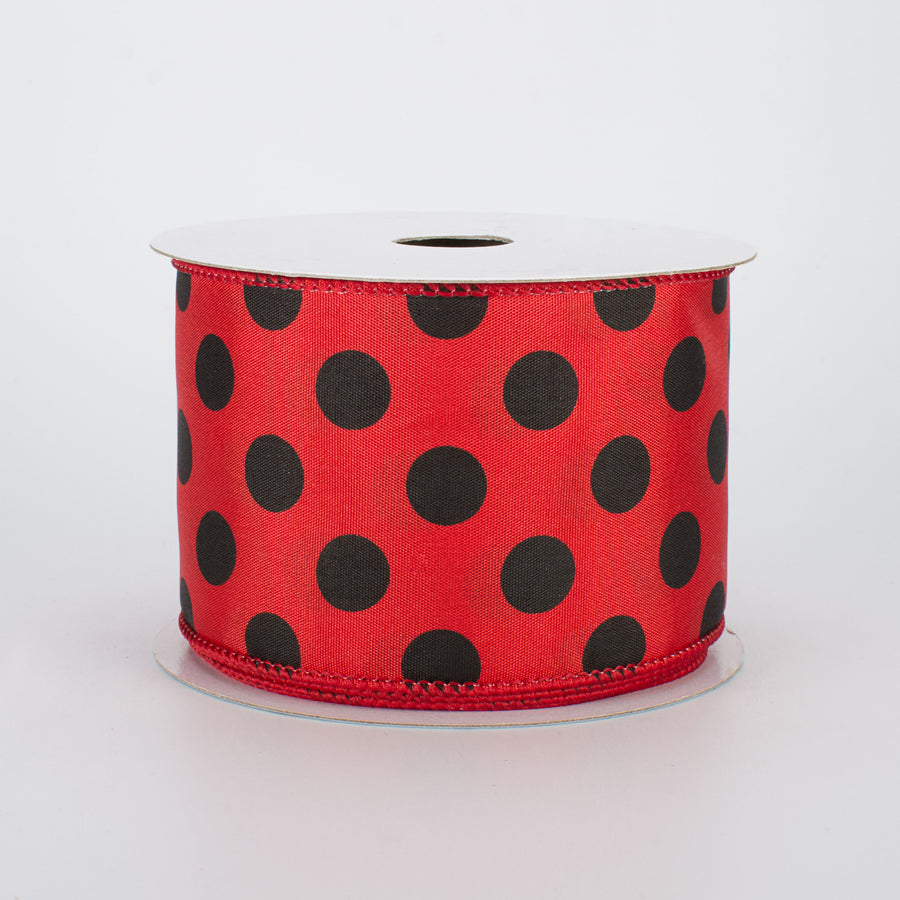 2.5" Big Polka Dot Ribbon: Red & Black (10 Yards)