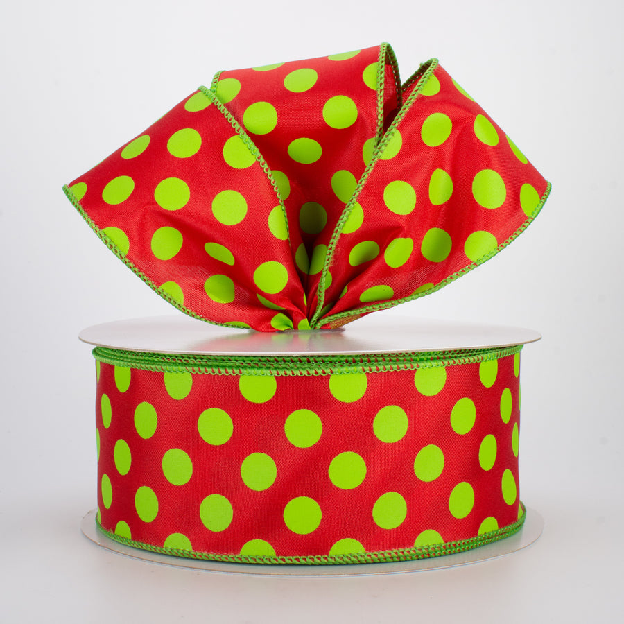 2.5" Big Polka Dot Ribbon: Red & Lime Green (50 Yards) Lifestyle Photo