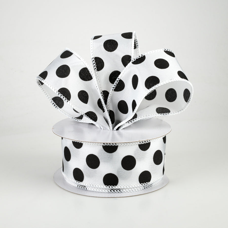 1.5" Big Polka Dot Ribbon: White & Black (10 Yards) Lifestyle Photo