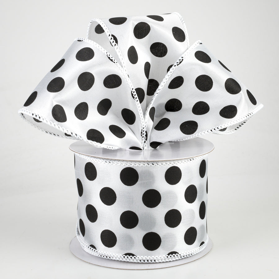 2.5" Big Polka Dot Ribbon: White & Black (10 Yards) Lifestyle Photo