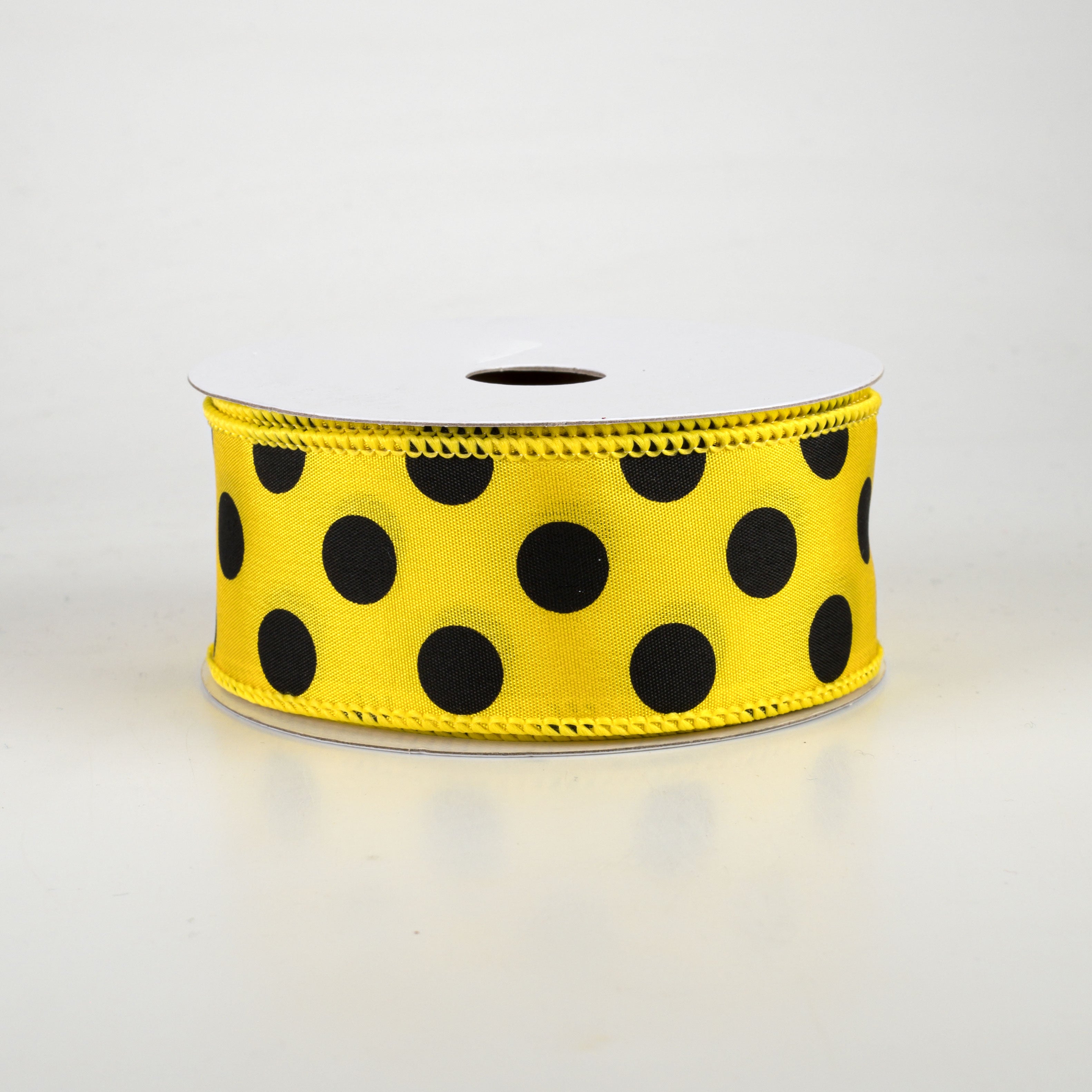 1.5" Big Polka Dot Ribbon: Yellow & Black (10 Yards)